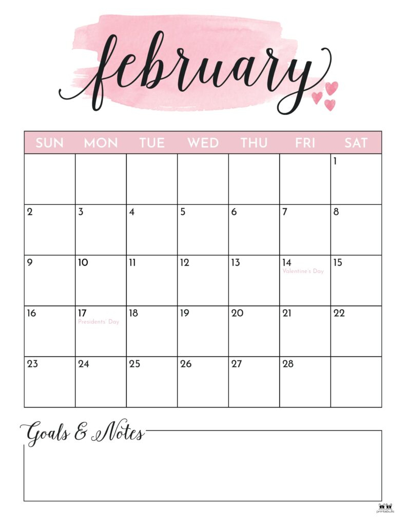 Free Printable February Calendar Printable Calendar