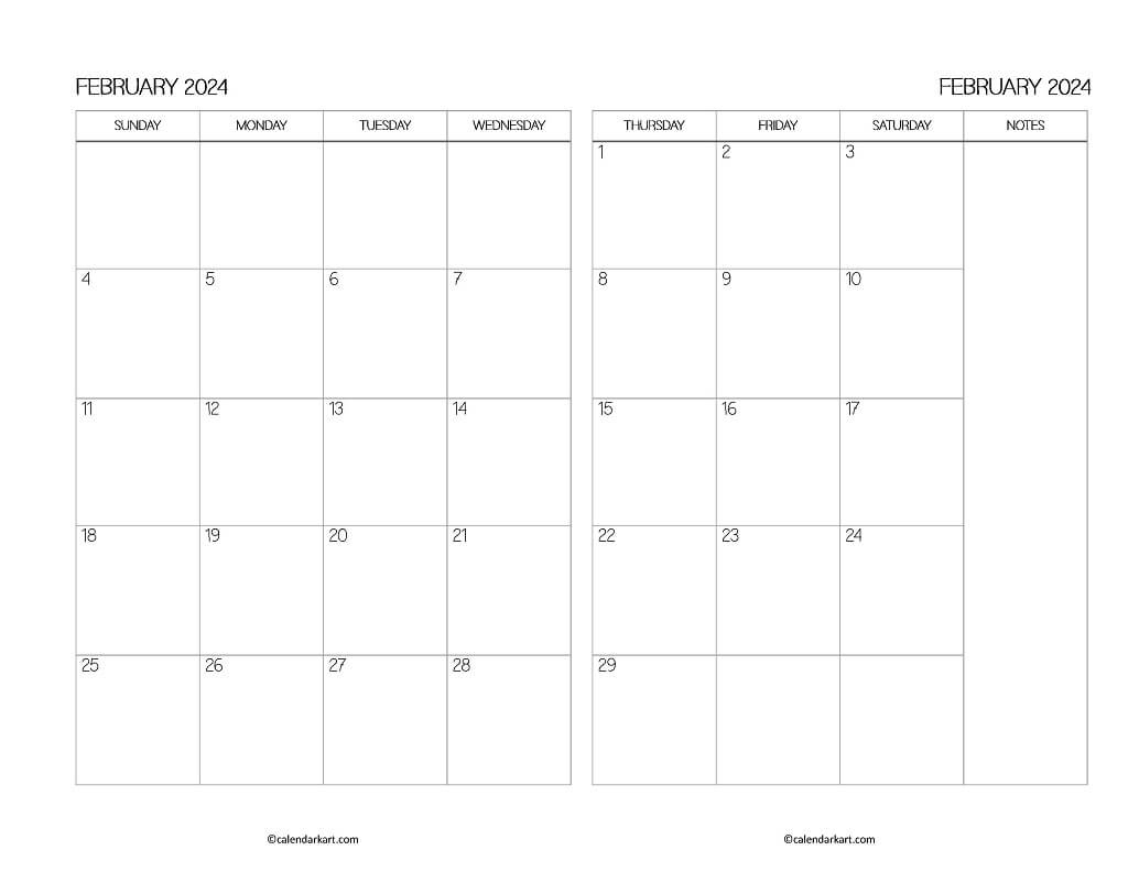 2 Page Monthly Calendars 2024 - Calendarkart | Free Printable Calendar 2024 2 Months Per Page