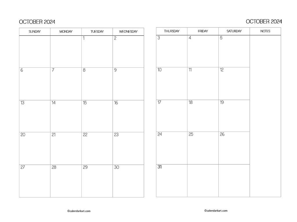 2 Page Monthly Calendars 2024 - Calendarkart | Printable Calendar 2024 2 Months Per Page