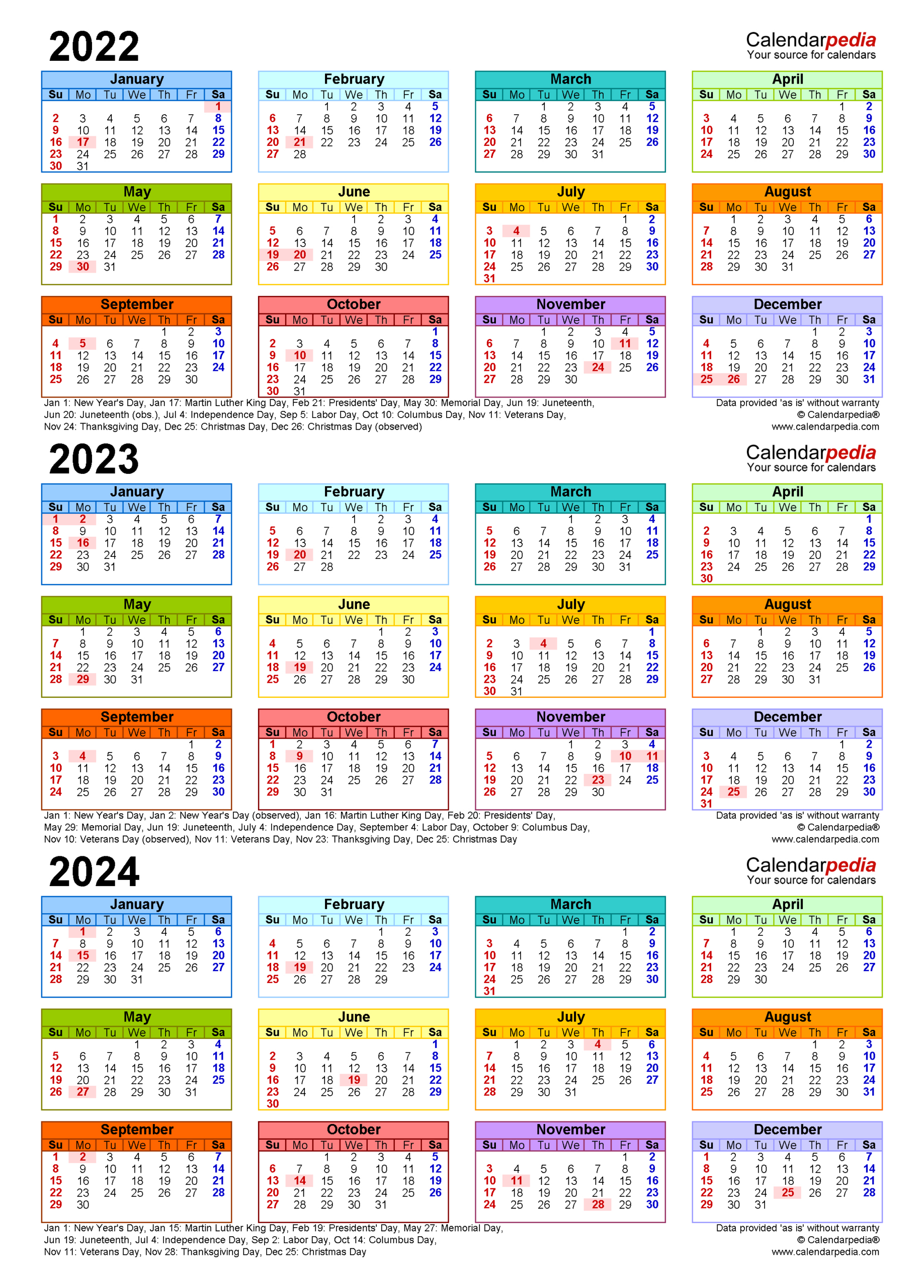 2022-2024 Three Year Calendar - Free Printable Pdf Templates | Printable Calendar 2022 To 2024