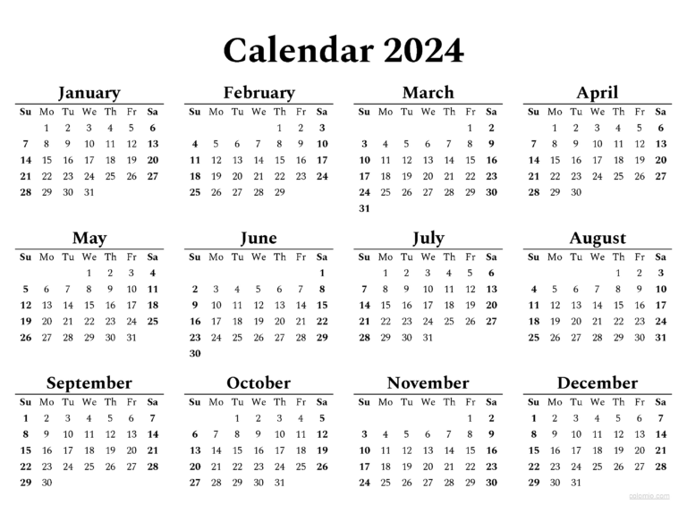 2023 &amp; 2024 Calendar, Monthly Calendars, With Calendar Maker | Printable Calendar 2024 Png