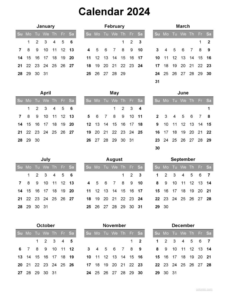 Printable Calendar 2024 Portrait | Printable Calendar 2024