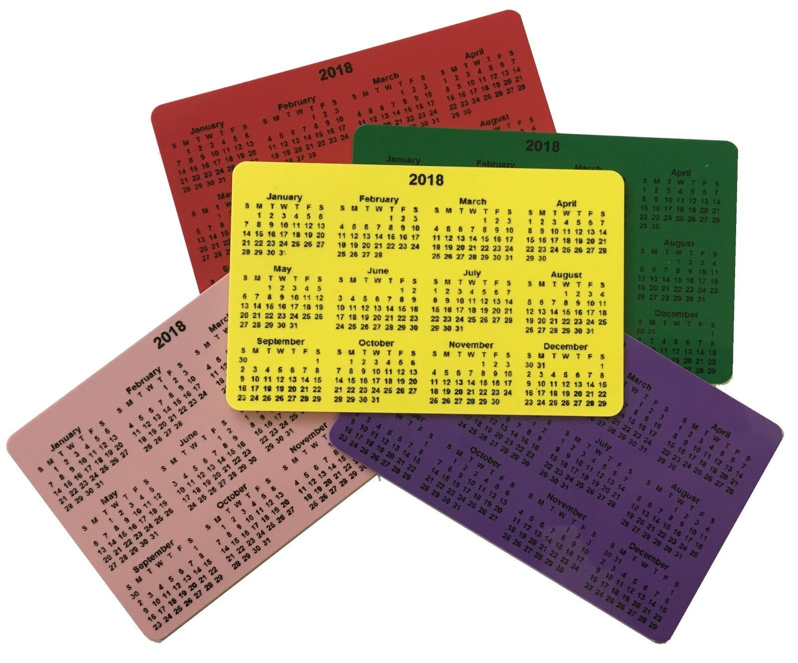 2023 - 2024 Calendars - Coloured Rigid Plastic - Credit Card Size | Printable Calendar 2024 Waterproof Paper