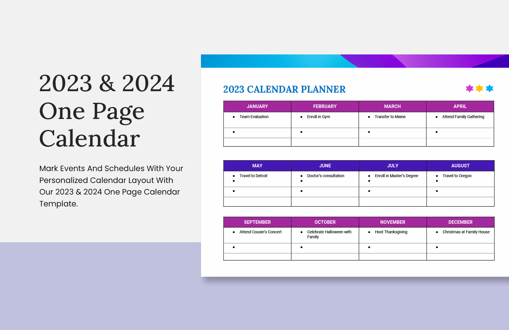 2023 &Amp;Amp;Amp; 2024 One Page Calendar Template - Download In Word, Google | Calendar Template 2024 Google Docs
