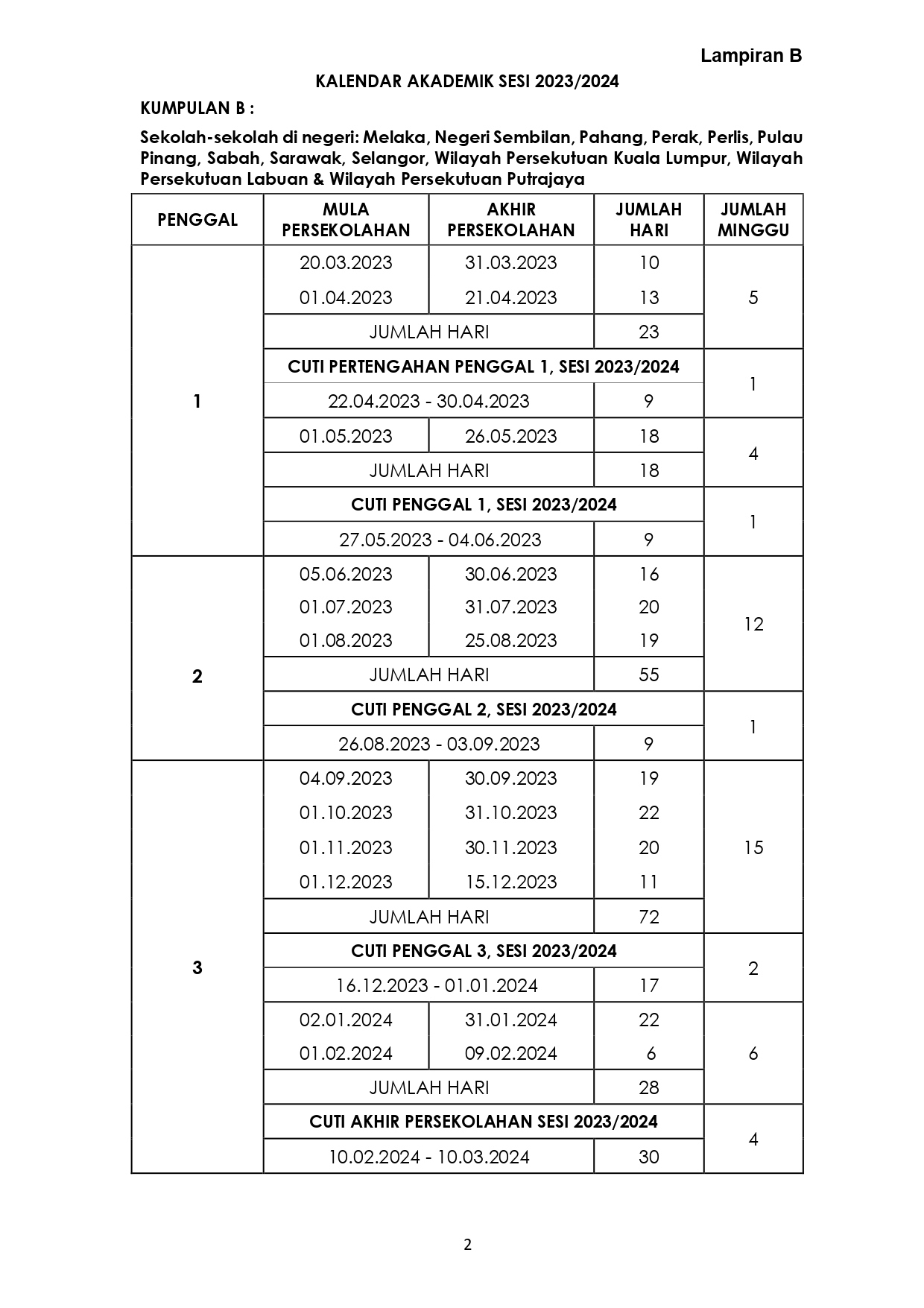 2023/2024 School Holidays Calendar ~ Parenting Times | Printable Calendar 2024 Sarawak
