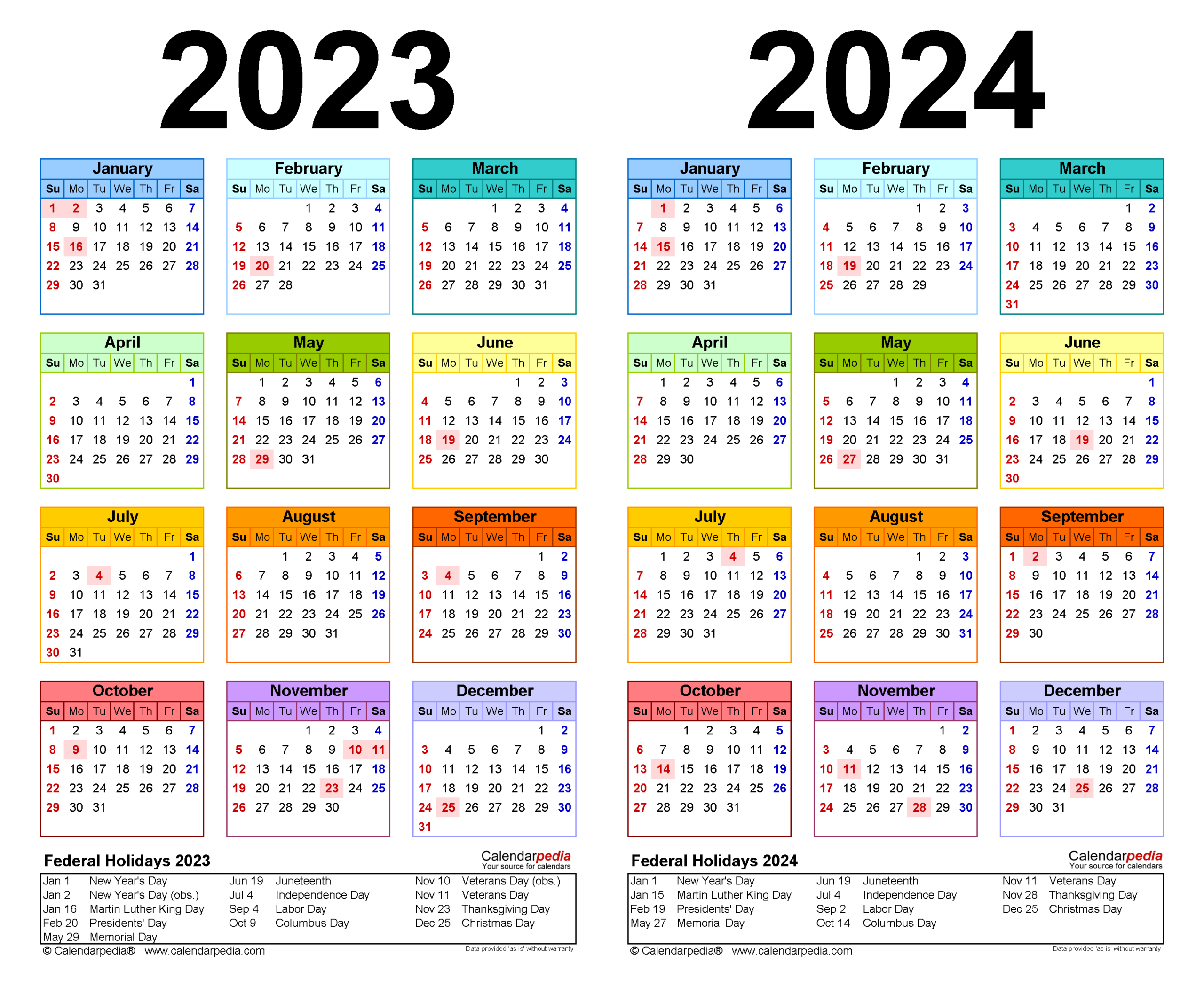 2023-2024 Two Year Calendar - Free Printable Pdf Templates | 2024 Year Long Calendar