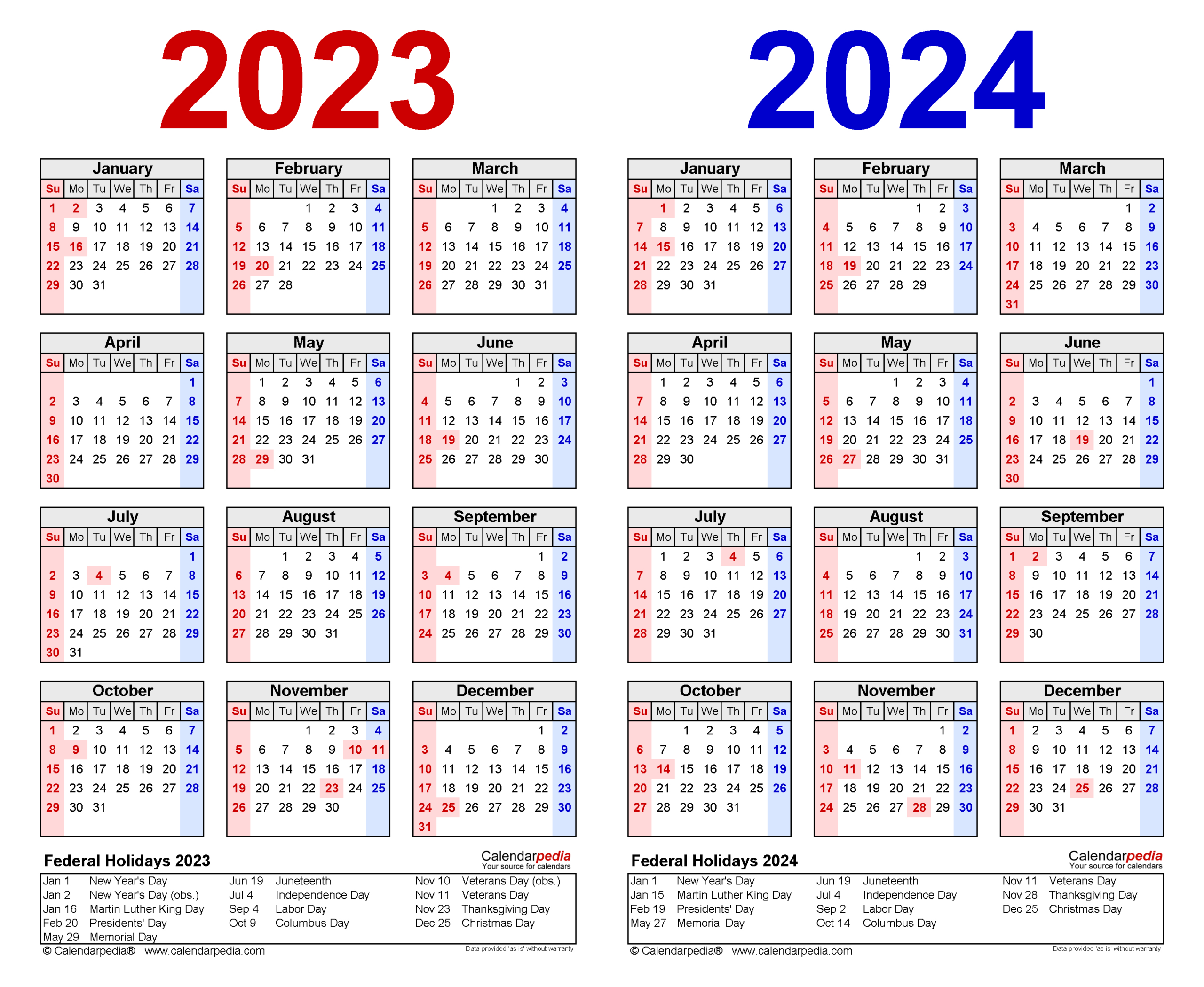 2023-2024 Two Year Calendar - Free Printable Pdf Templates | 2024 Year Long Calendar