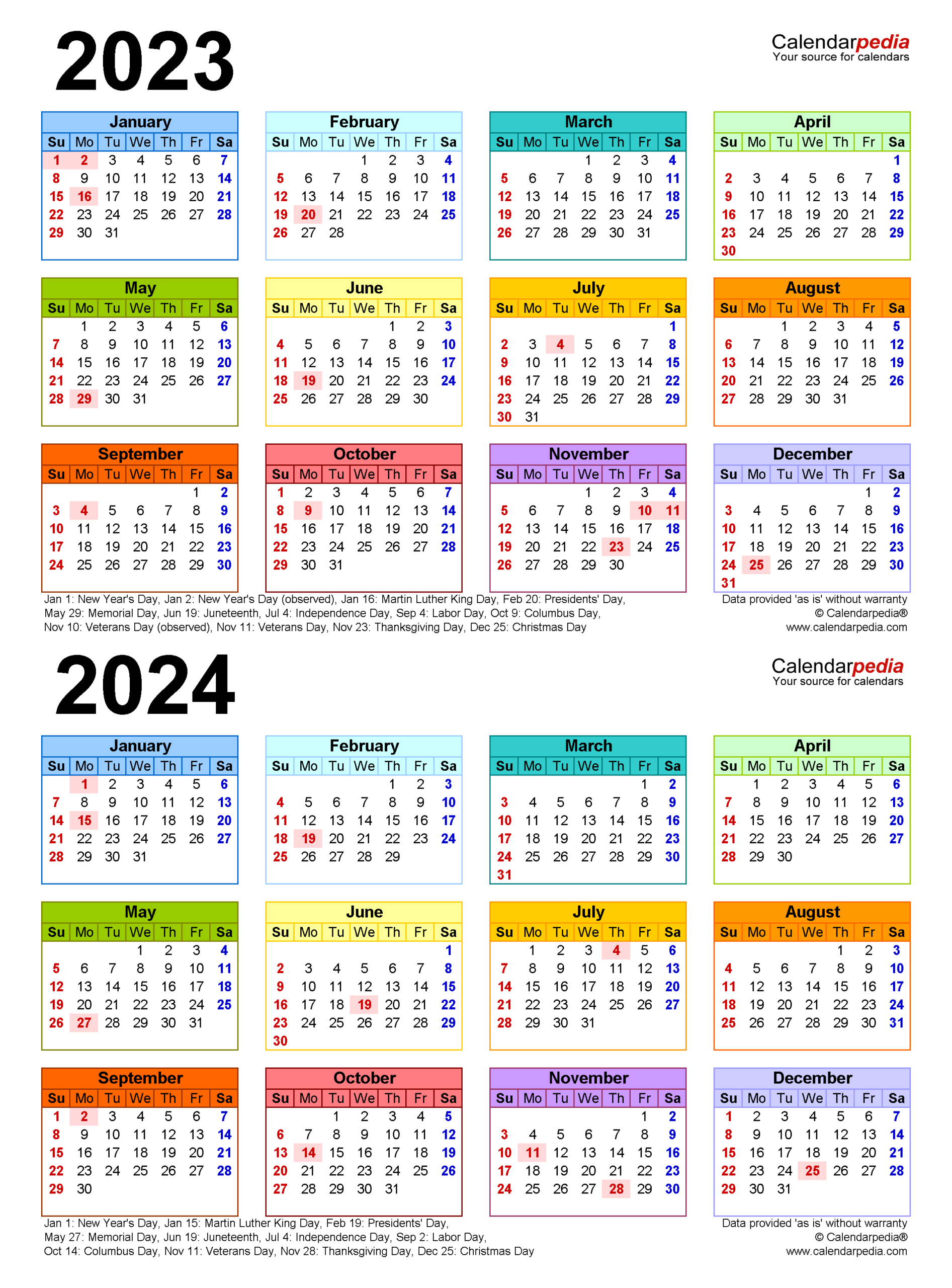 2023-2024 Two Year Calendar - Free Printable Pdf Templates | Printable Calendar 2023 And 2024 Free