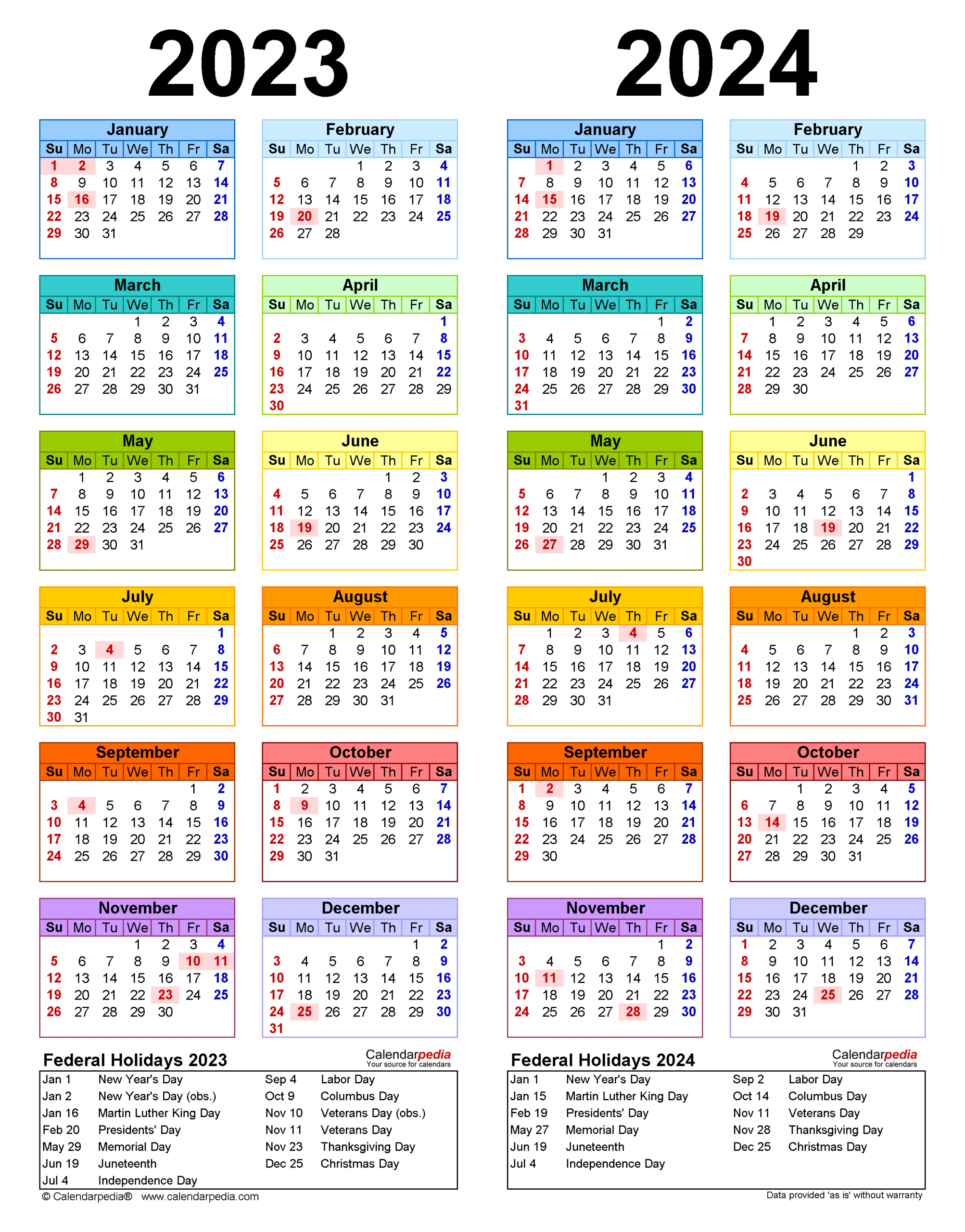 2023-2024 Two Year Calendar - Free Printable Pdf Templates | Printable Calendar 2024 PDF India Download