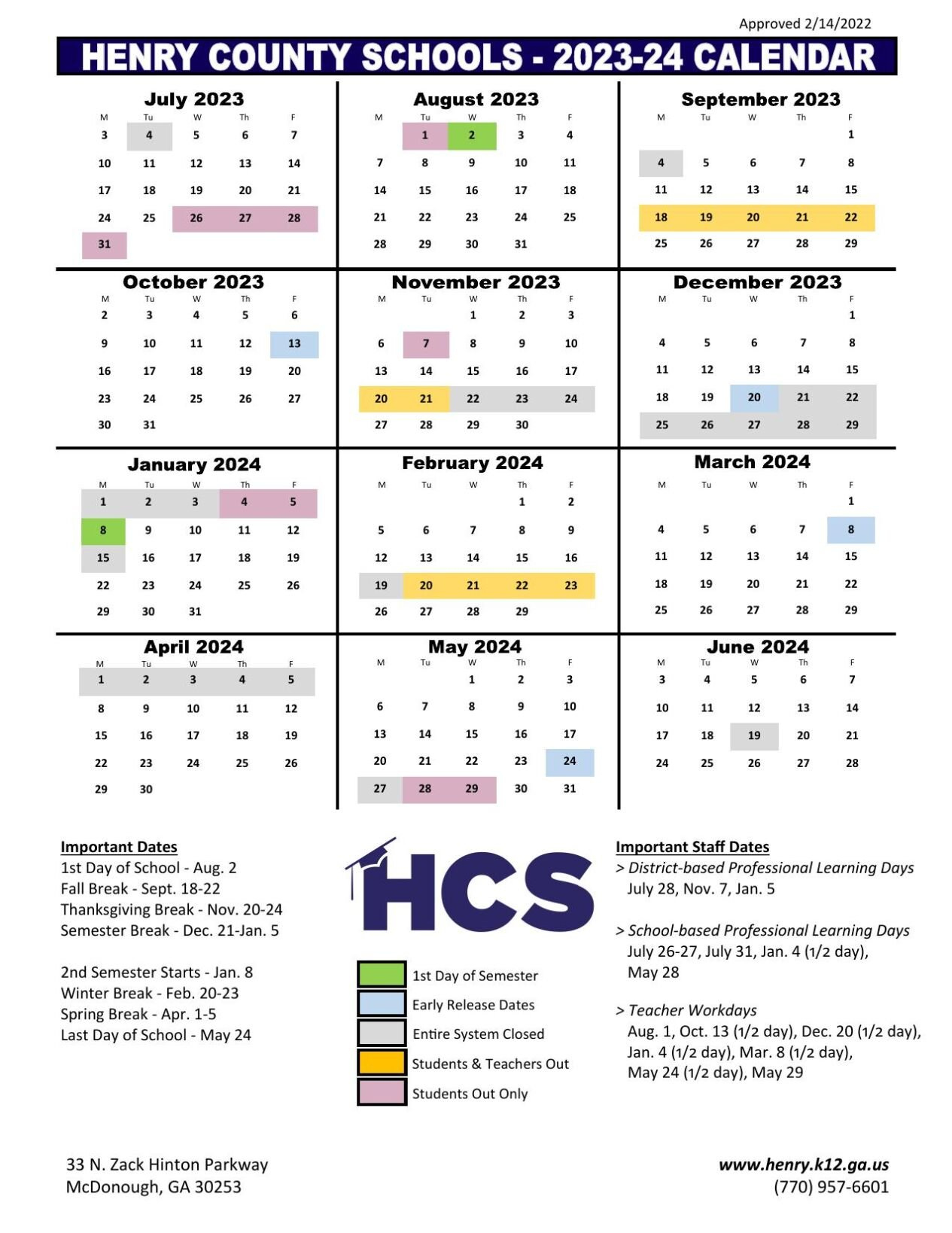 2023-24 Calendar - Approved And | School Calendar 2024 Uganda Printable