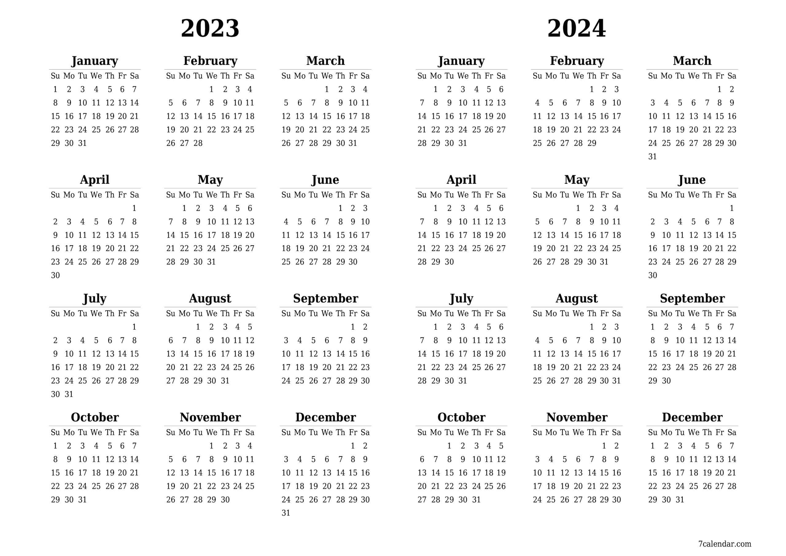 2023 Calendar And Planner For The Year, Pdf And Png Templates | Yearly Calendar 2023 And 2024