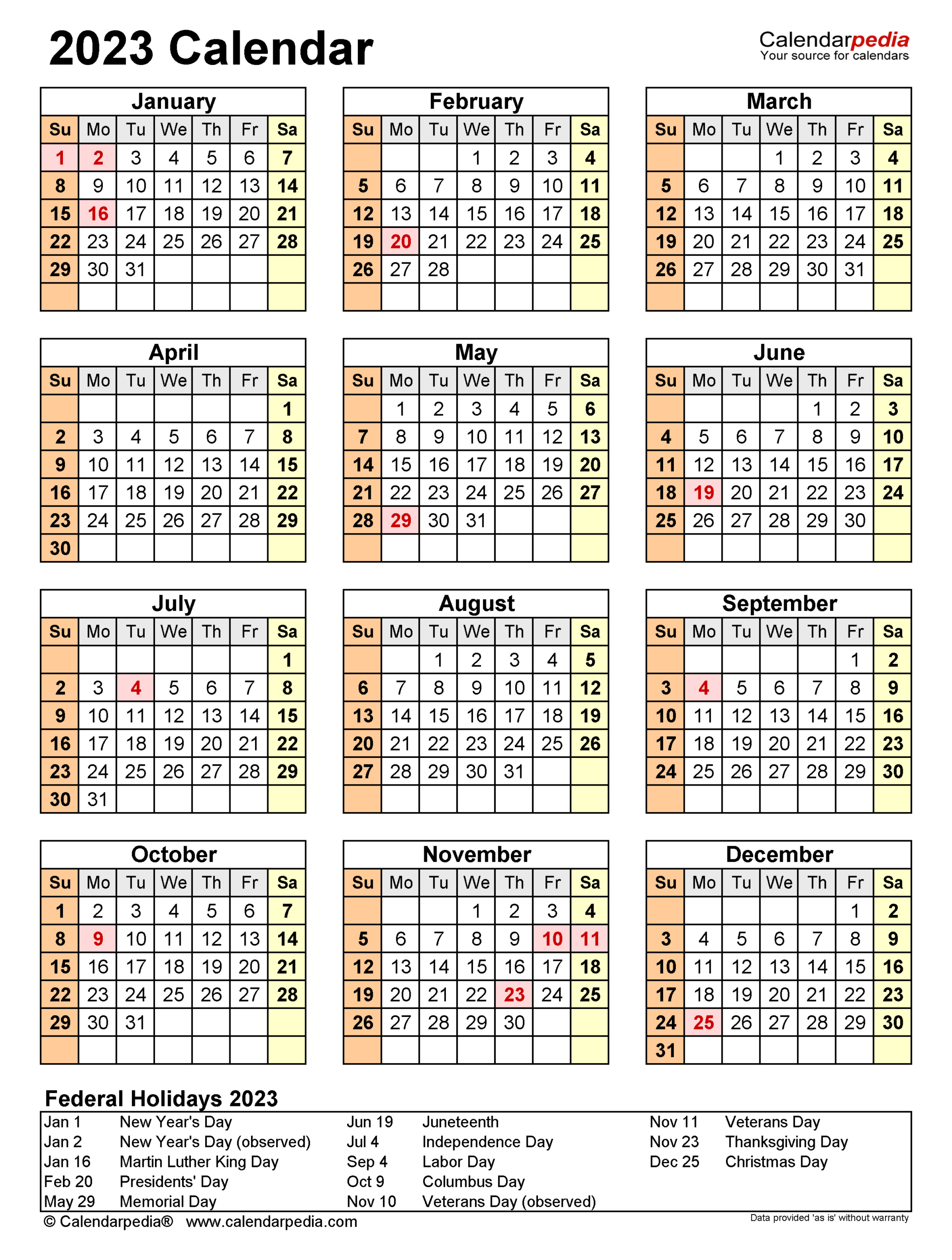 2023 Calendar - Free Printable Pdf Templates - Calendarpedia | Printable Calendar 2024 Malaysia Public Holiday
