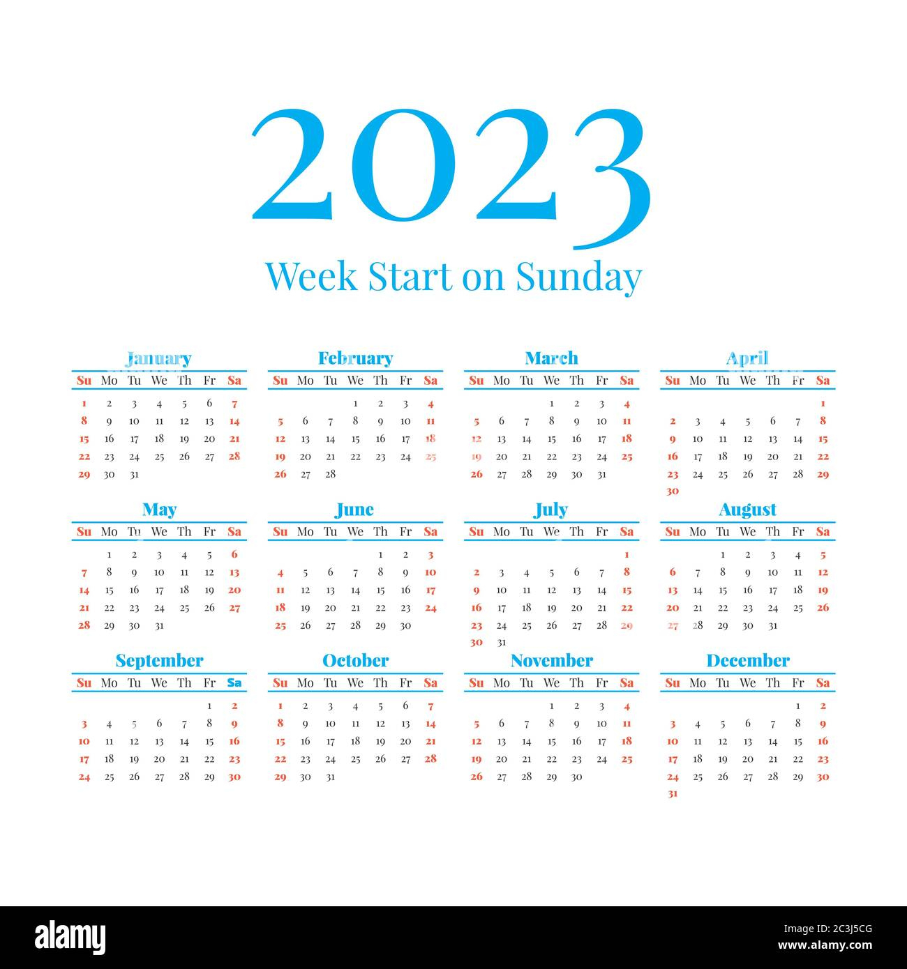 2023 Calendrier Avec Les Semaines Commence Le Dimanche Image | Rci Weeks Calendar 2024 Printable