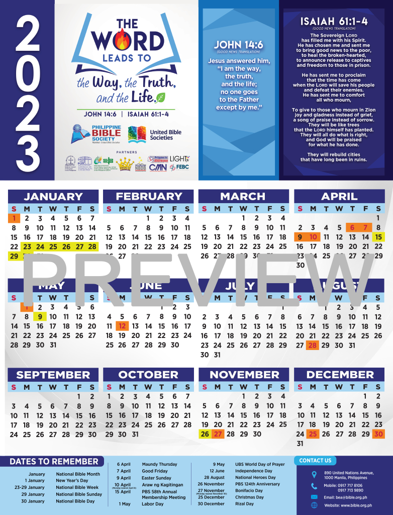 2023 Pbs Calendar-Printable - Philippine Bible Society | Rdo Calendar 2024 Printable