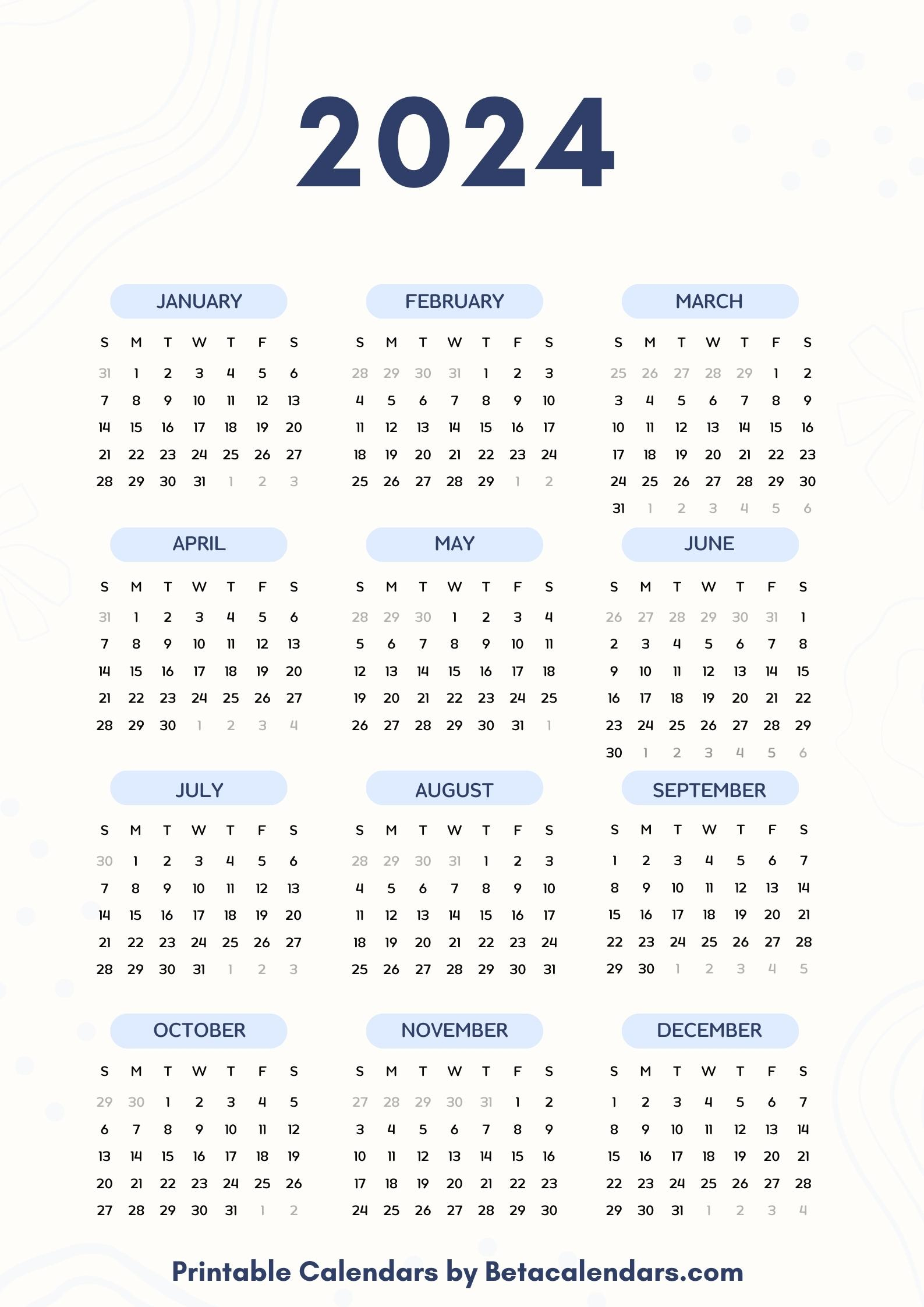 2024 Calendar - Beta Calendars | 2024 Calendar