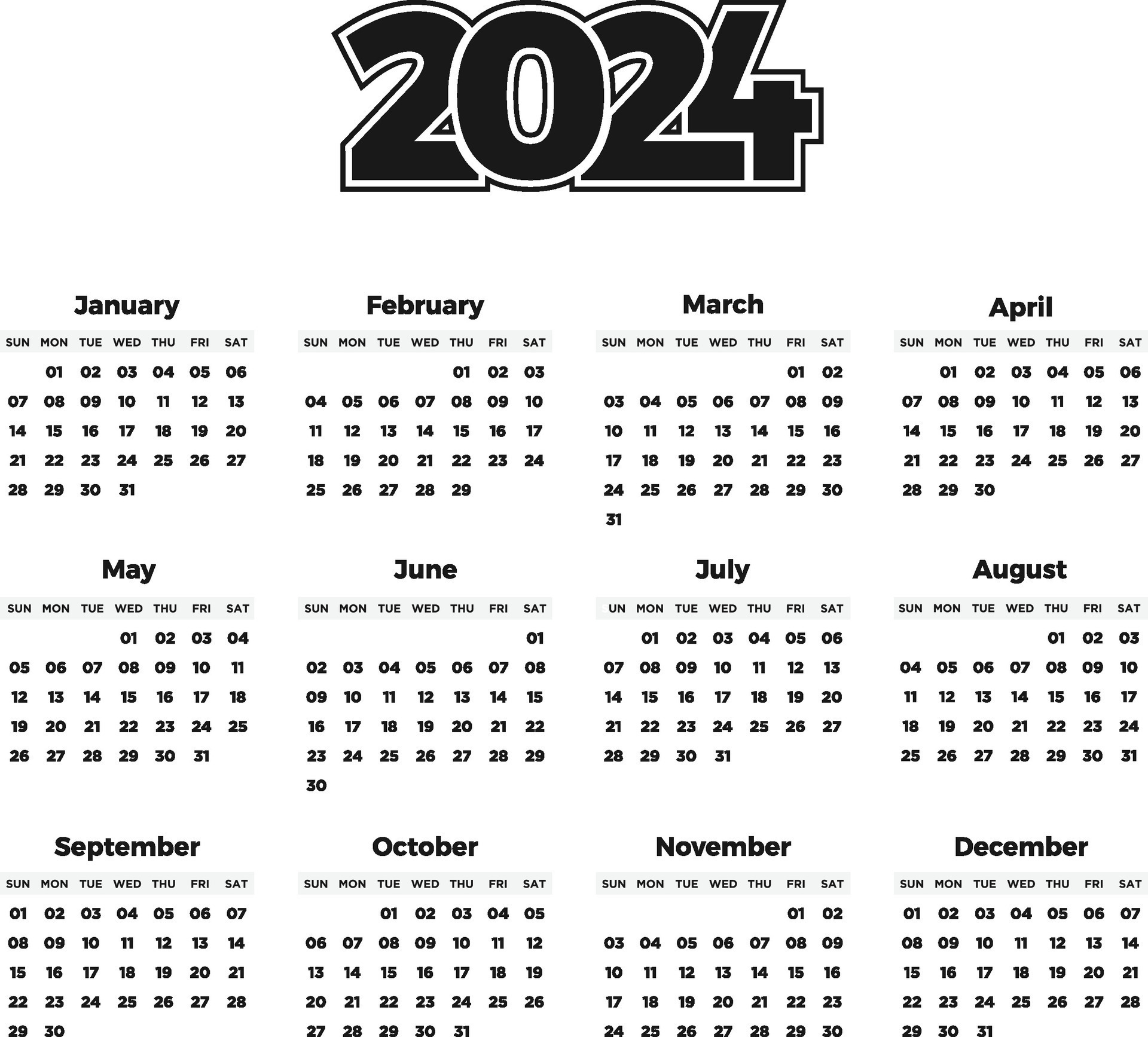 2024 Calendar Editable Template Free Vector 28621655 Vector Art At | 2024 Yearly Calendar Editable