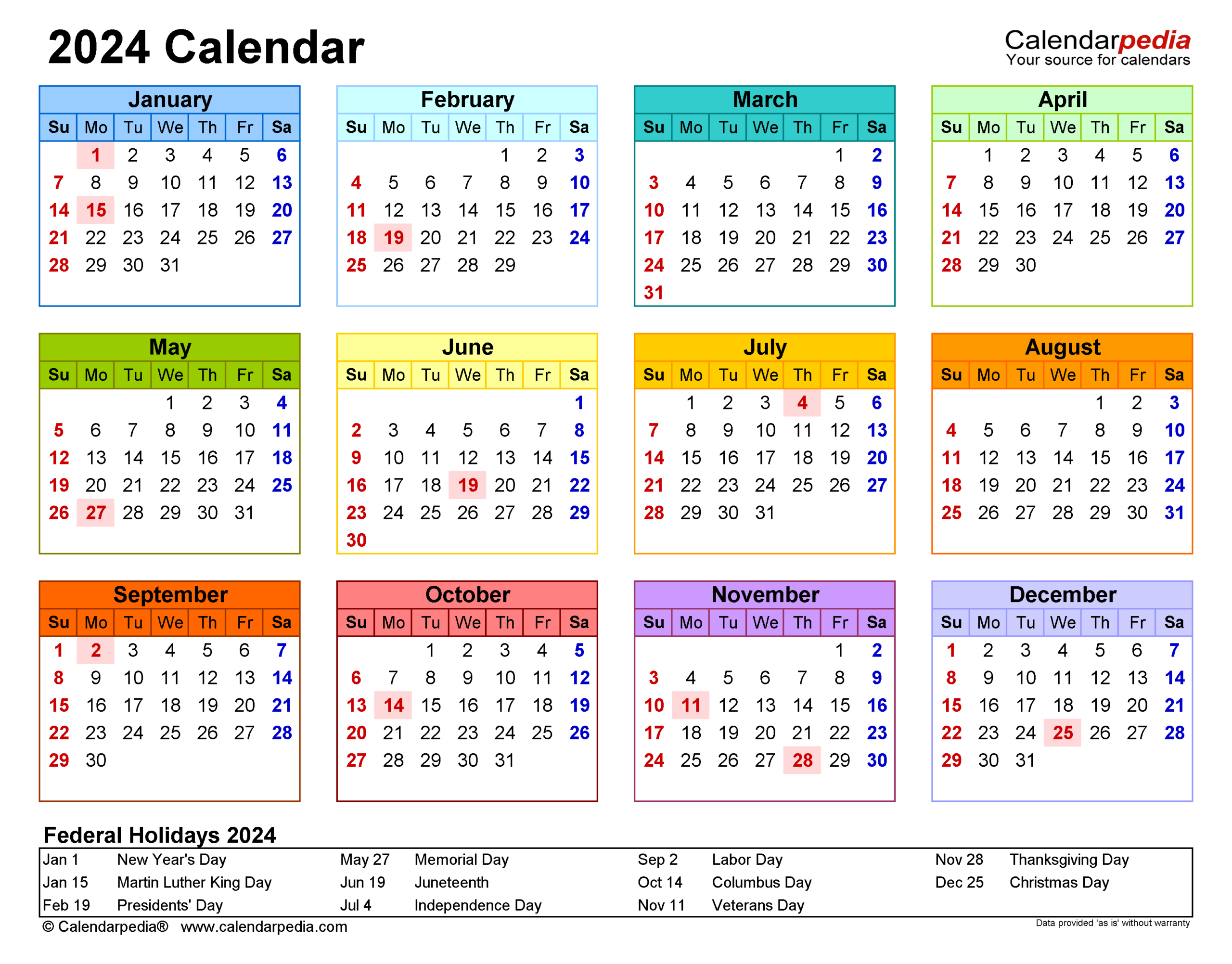 2024 Calendar - Free Printable Excel Templates - Calendarpedia | Calendar 2024 Printable Excel