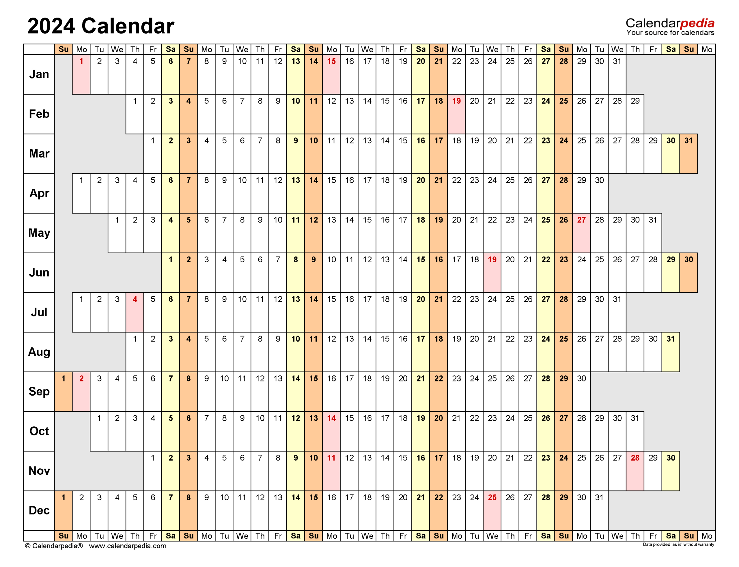 2024 Calendar - Free Printable Excel Templates - Calendarpedia | Wincalendar Free Printable Calendar 2024