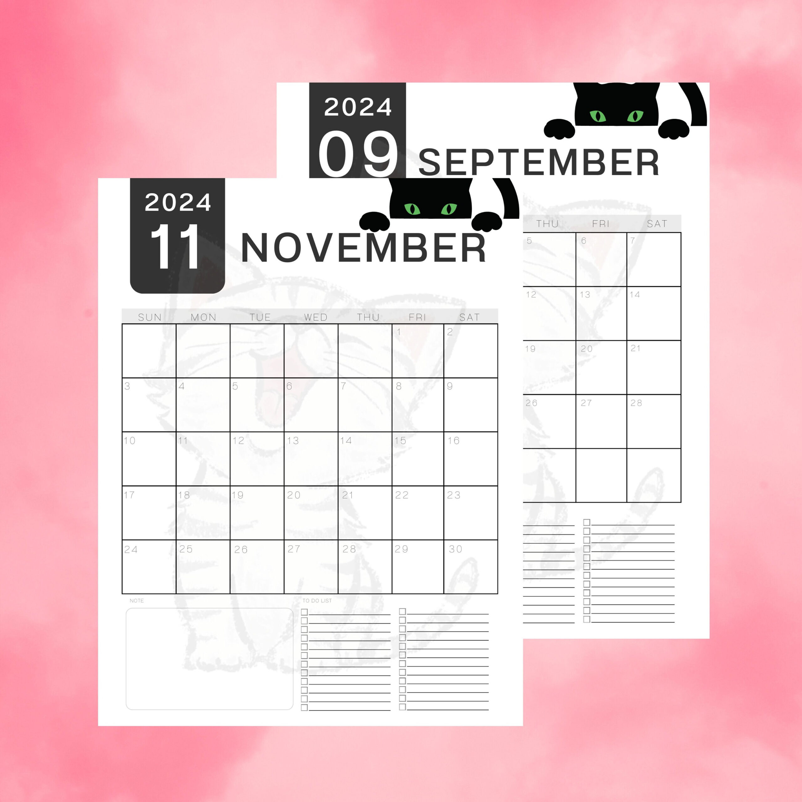2024 Calendar Printable 12 Months Vertical Layout Watercolor - Etsy | Printable Calendar 2024 Sabah