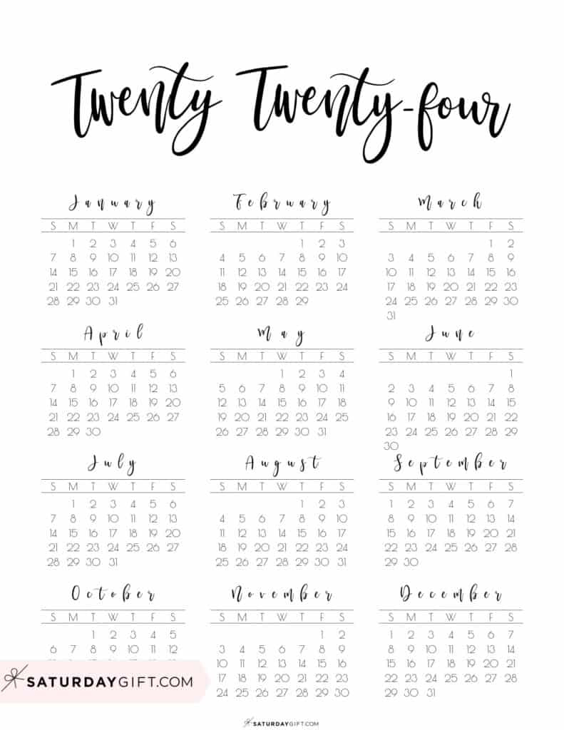 2024 Calendar Printable - Cute &amp;amp; Free 2024 Yearly Calendar Templates | 2024 Calendar Printable Portrait