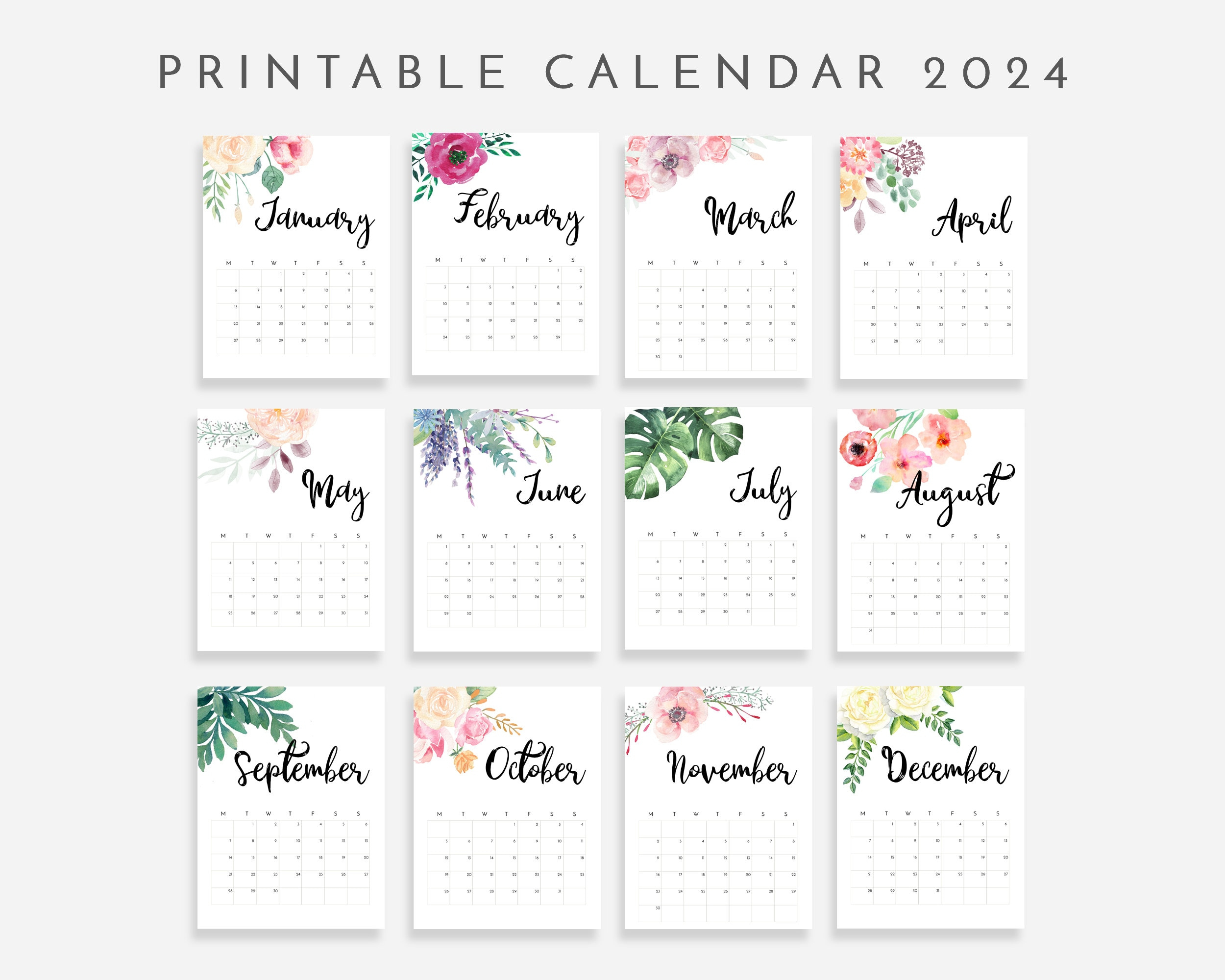 2024 Calendar Printable - Etsy | Printable Calendar 2024 Mauritius