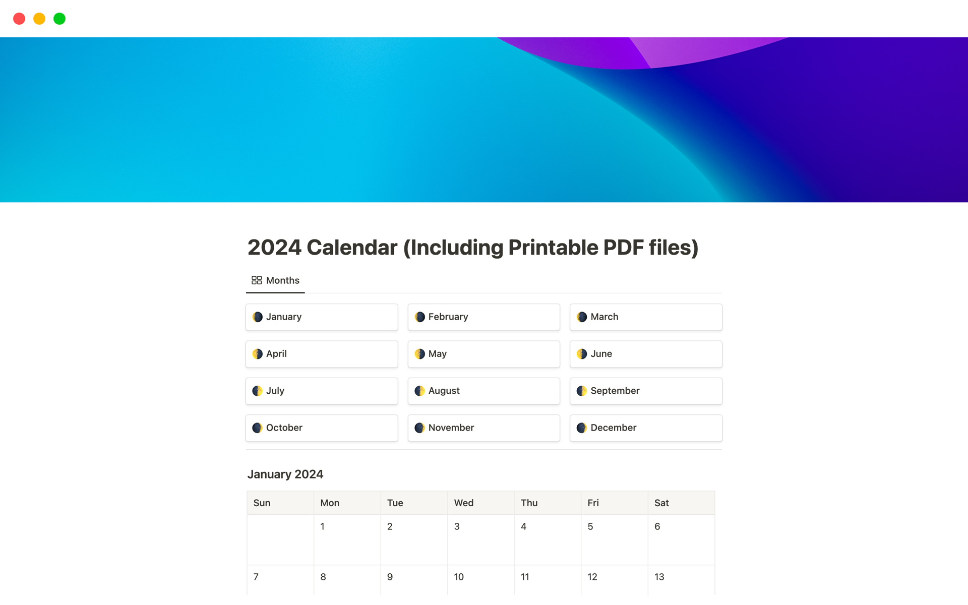 2024 Calendar Template Blank And Printable Pdfs | Modèle Notion | Template Calendar Labs 2024