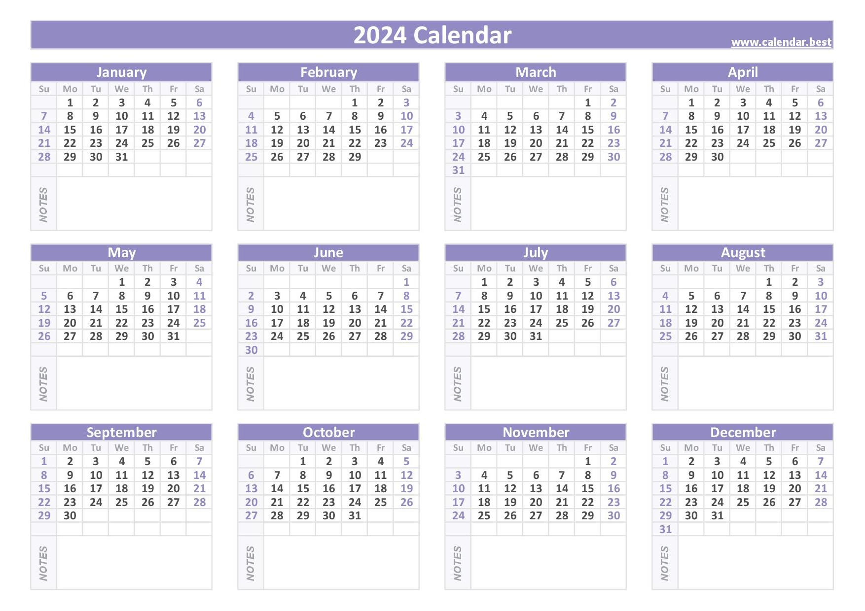 2024 Calendar With Week Numbers | Printable 2024 Calendar With Boxes