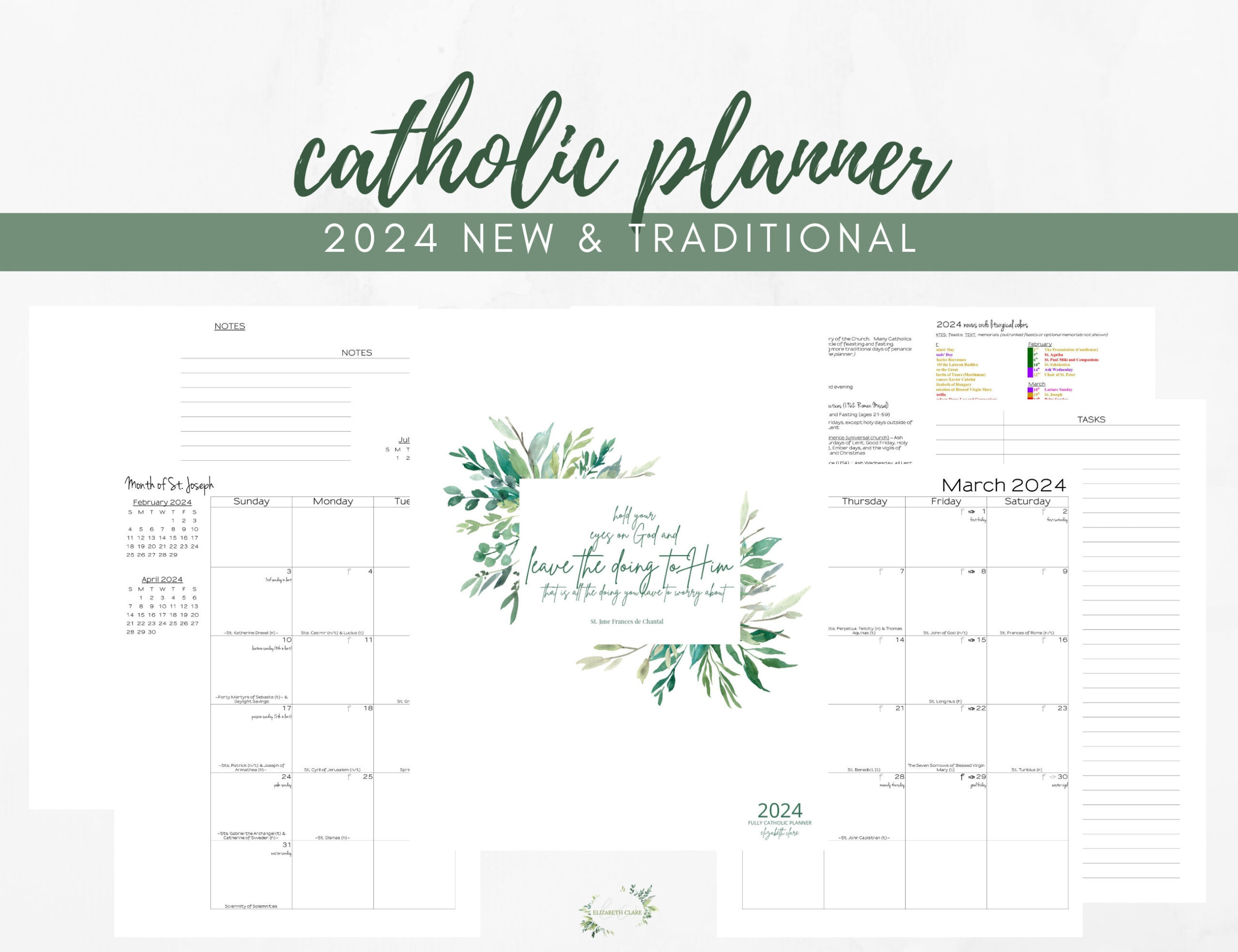 2024 Catholic Planner Printable Pdf: Daybook / Daily Weekly - Etsy | Catholic Calendar 2024 Printable