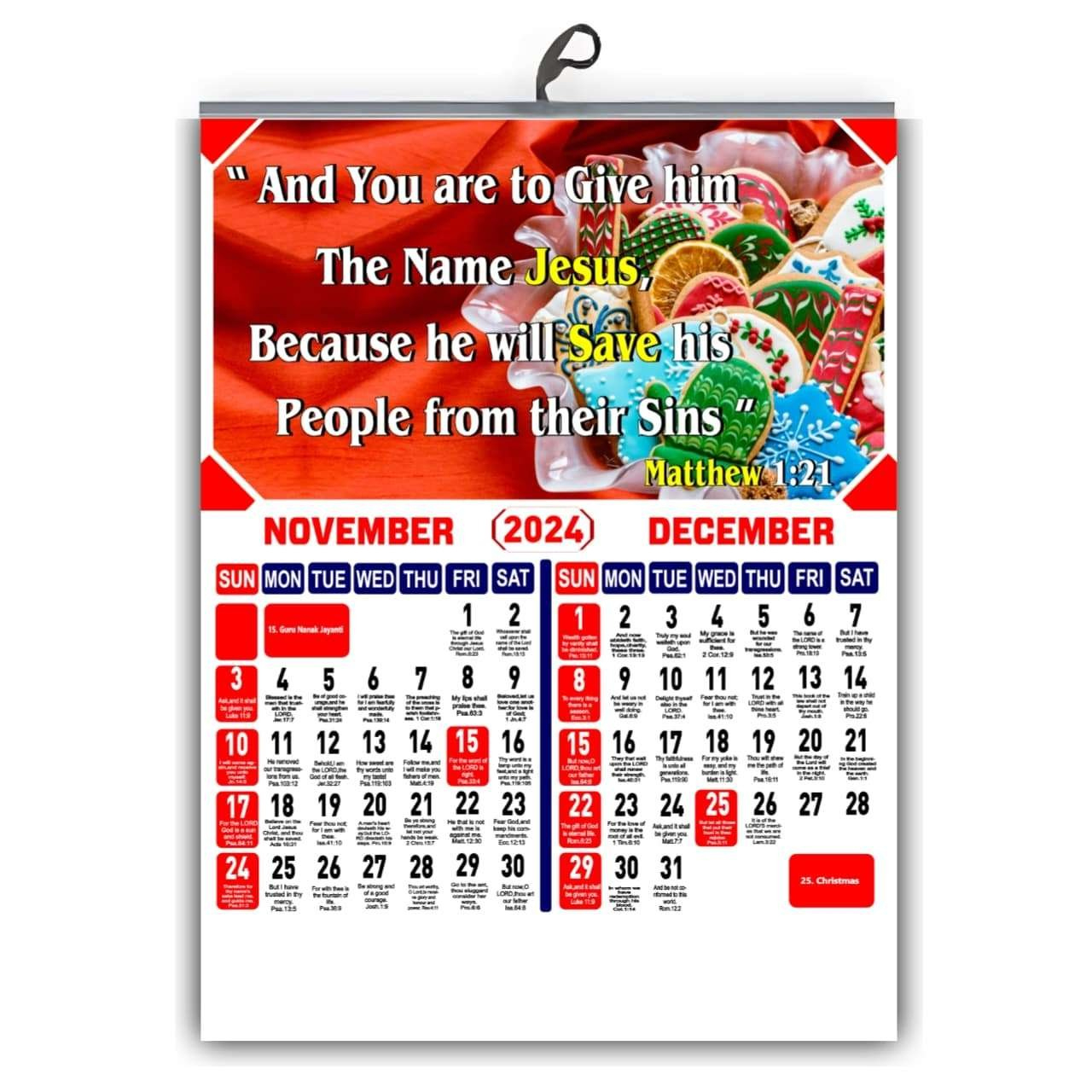 2024 English Christian Wall Calendar – Christian Bible Service | Christian Calendar 2024 Printable