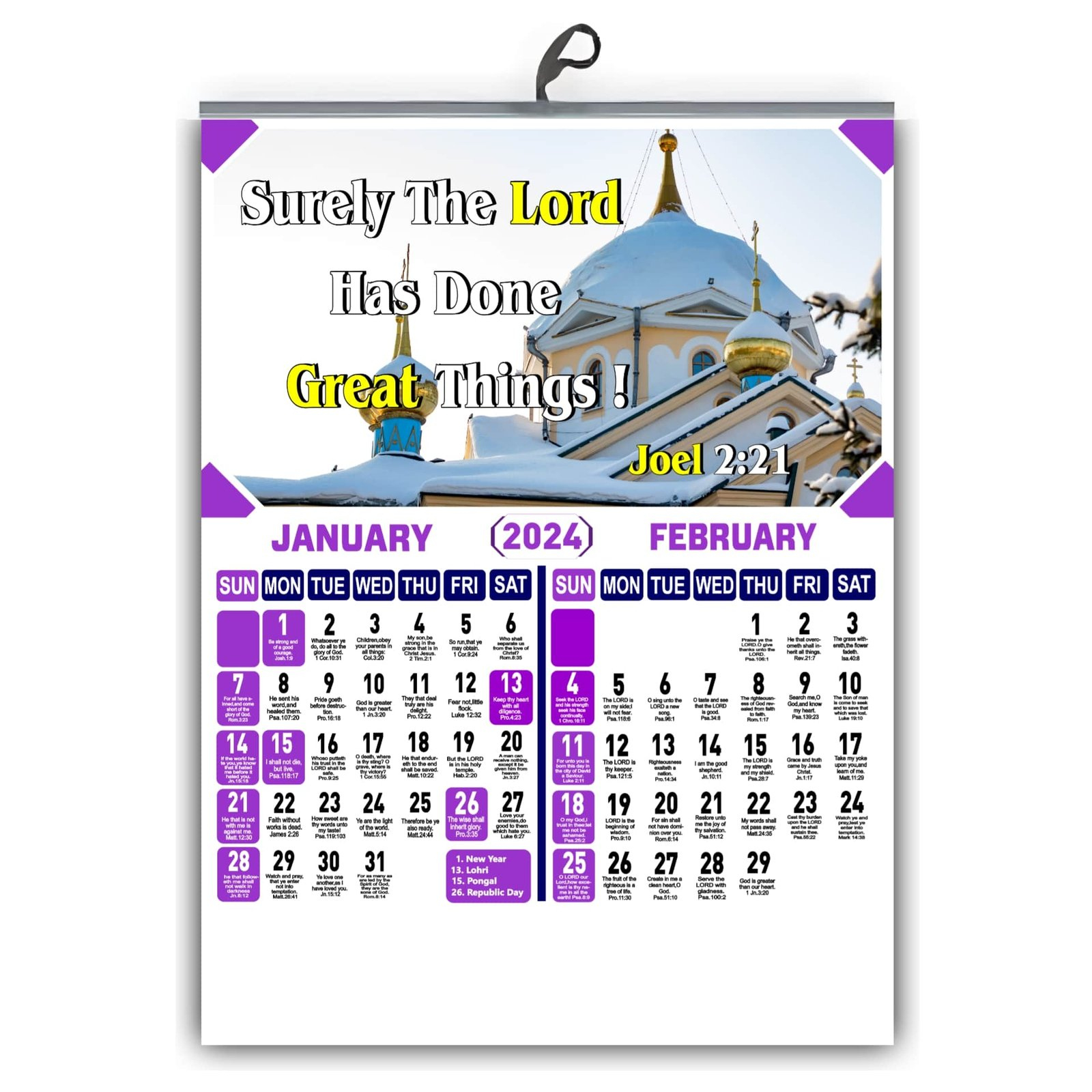 2024 English Christian Wall Calendar – Christian Bible Service | Christian Calendar 2024 Printable