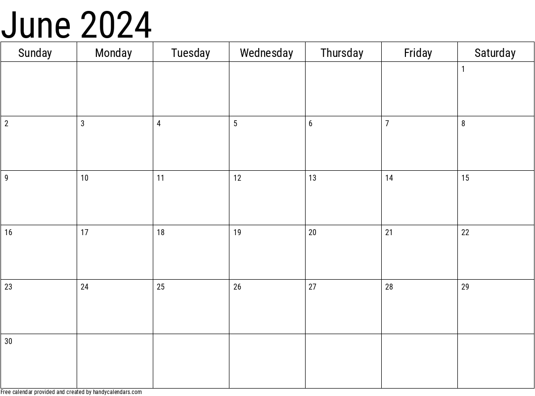 2024 June Calendars - Handy Calendars | June 2024 Calendar Printable