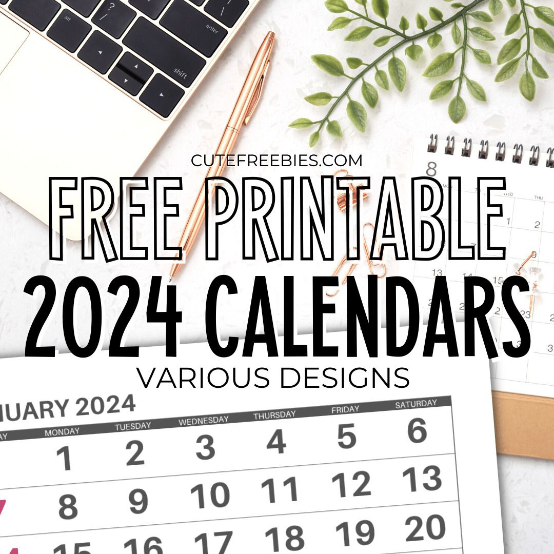 2024 Monthly Calendar (Free Leap Year Calendar) - Cute Freebies | Printable Calendar 2024 Monthly Planner
