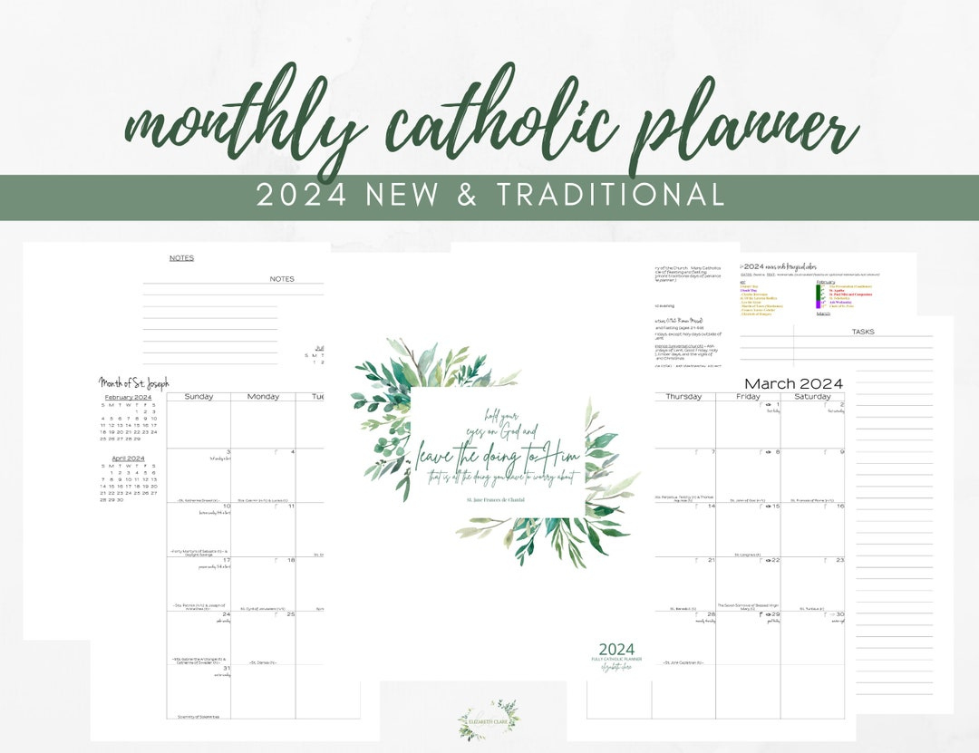 2024 Monthly Catholic Planner Printable Pdf: Monthly Calendar - Etsy | Printable Liturgical Calendar 2024