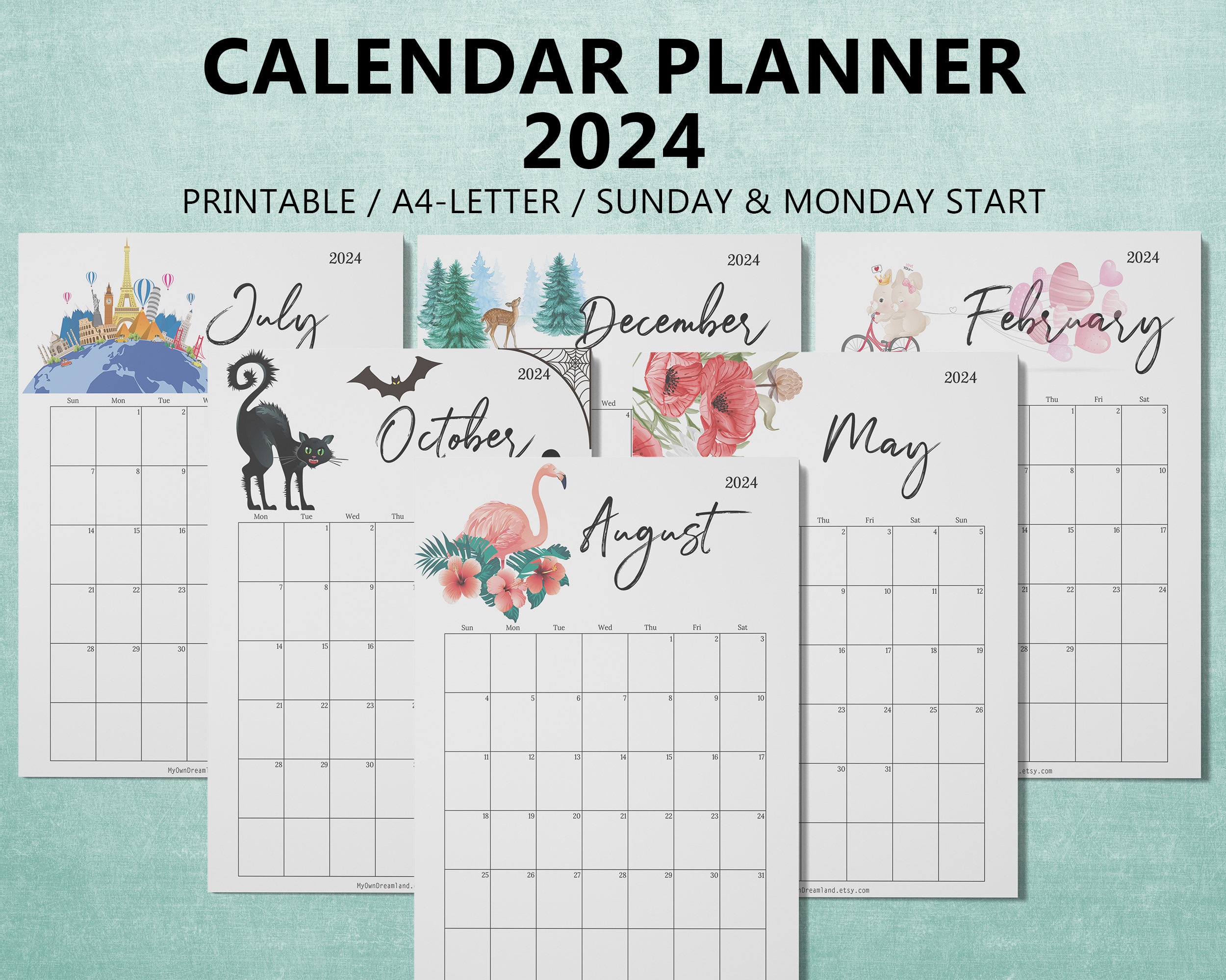 2024 Printable Calendar Monthly Calendar 2024 Printable 2024 - Etsy | Calendar Labs 2024 Printable Calendar