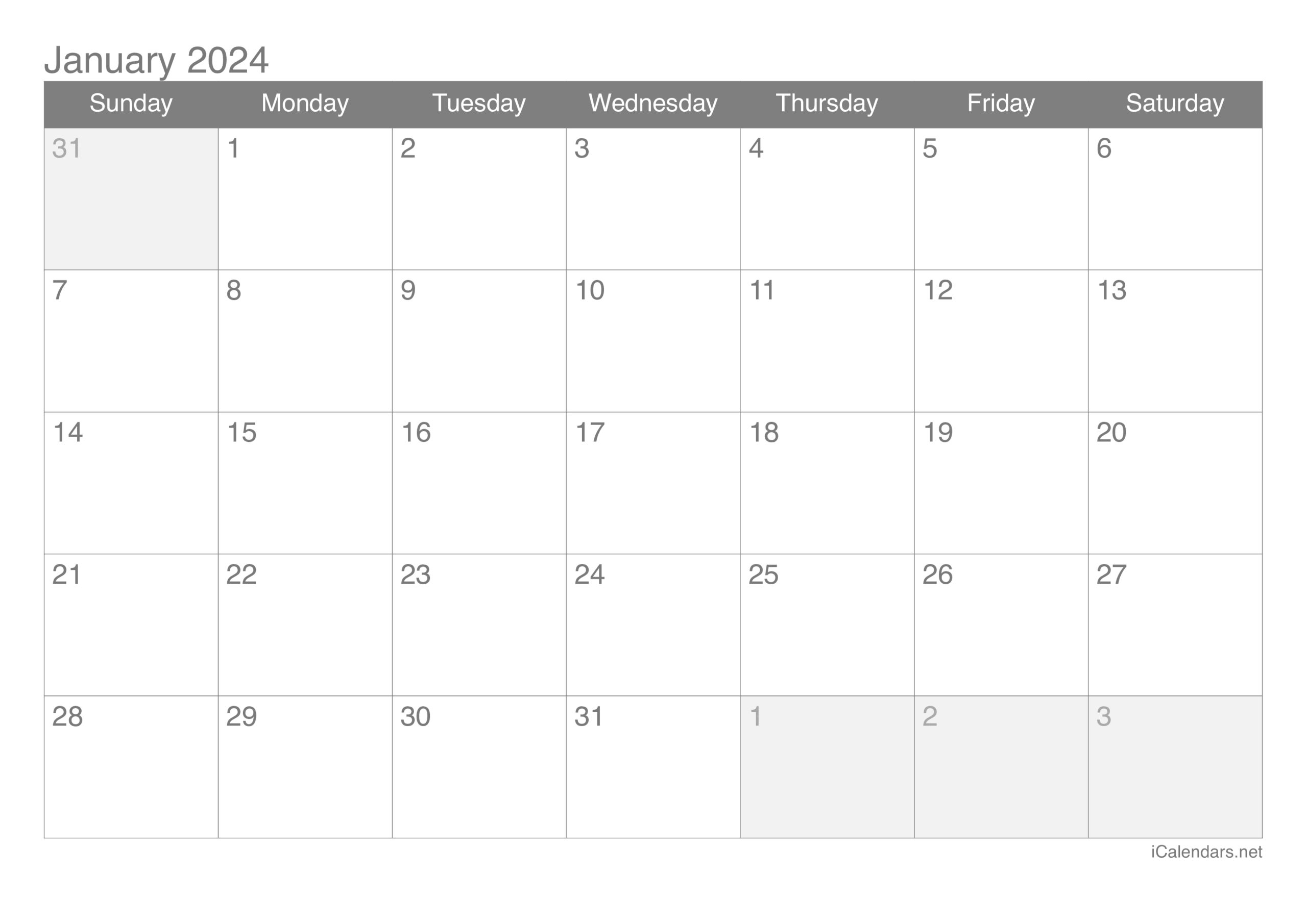 2024 Printable Calendar - Pdf Or Excel | 2024 Printable Calendar In Excel
