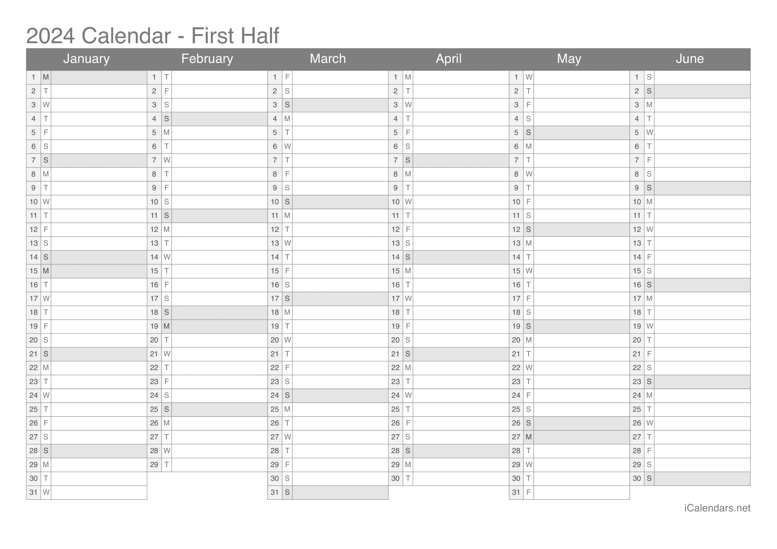 2024 Printable Calendar - Pdf Or Excel | Year To View Calendar 2024 Printable