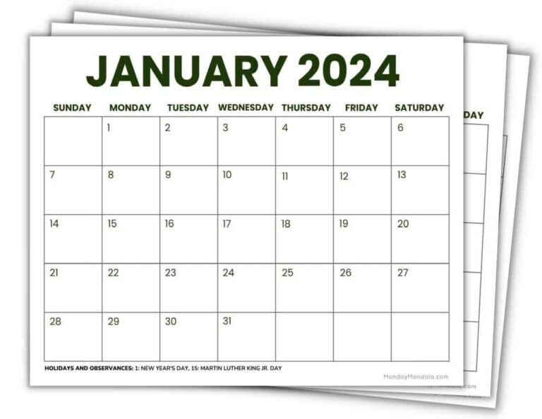 2024 Printable Calendars (56 Free Pdf Printables) | 12 Month Free Printable Calendar 2024