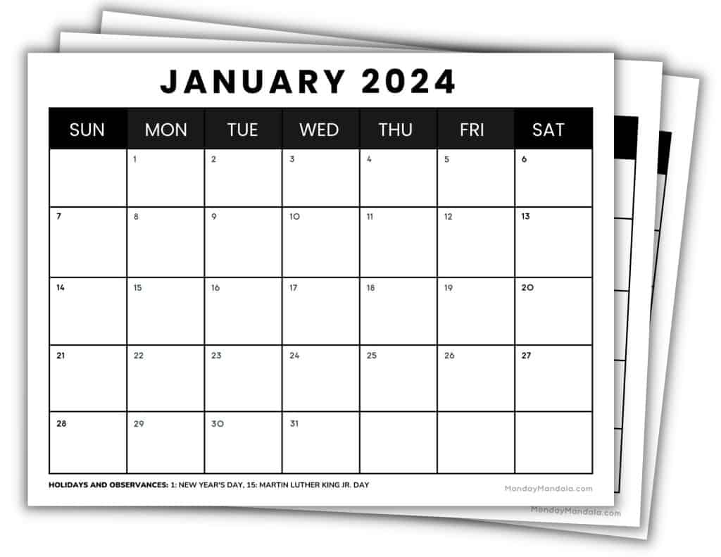 2024 Printable Calendars (56 Free Pdf Printables) | Blank Calendar 2024 Printable