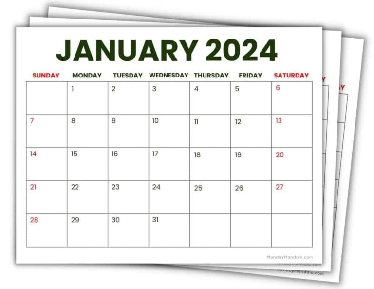 2024 Printable Calendars (56 Free Pdf Printables) | Free Printable 2024 Blank Calendar