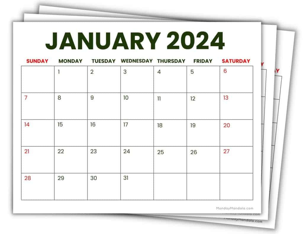 2024 Printable Calendars (56 Free Pdf Printables) | Printable 2024 Calendar By Month With Holidays