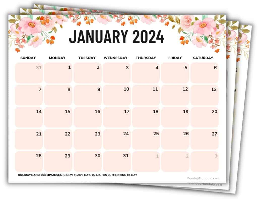 2024 Printable Calendars (56 Free Pdf Printables) | Printable Calendar 2024 Free Cute