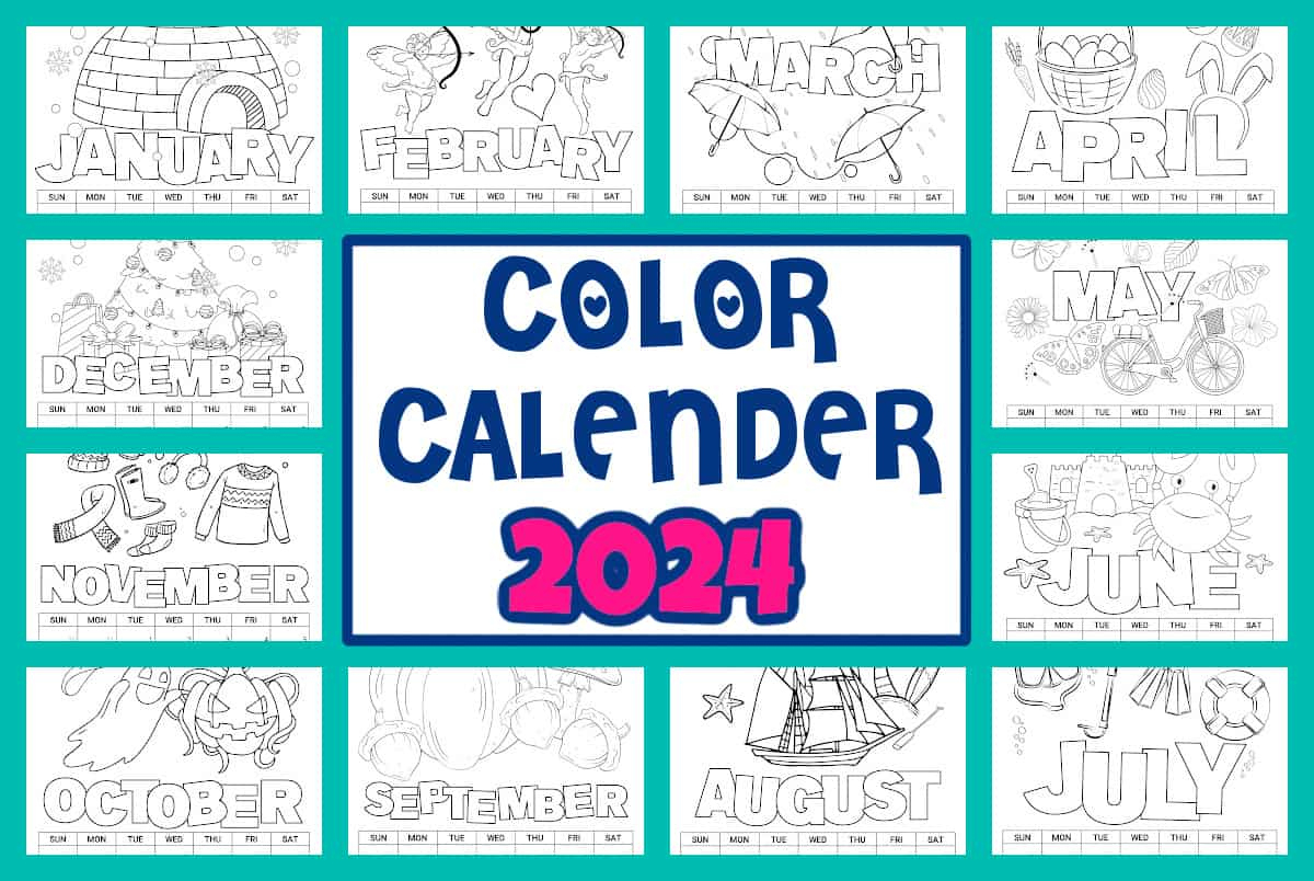 2024 Printable Coloring Calendar For Kids - Made With Happy | 2024 Calendar Printable Colour