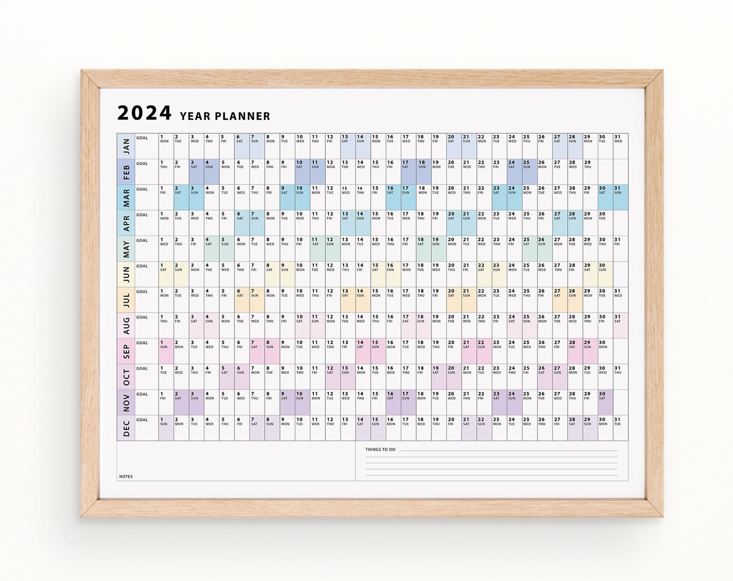 2024 Year Planner 2024 Wall Calendar Digital Wall Planner - Etsy | 2024 Yearly Calendar And Planner