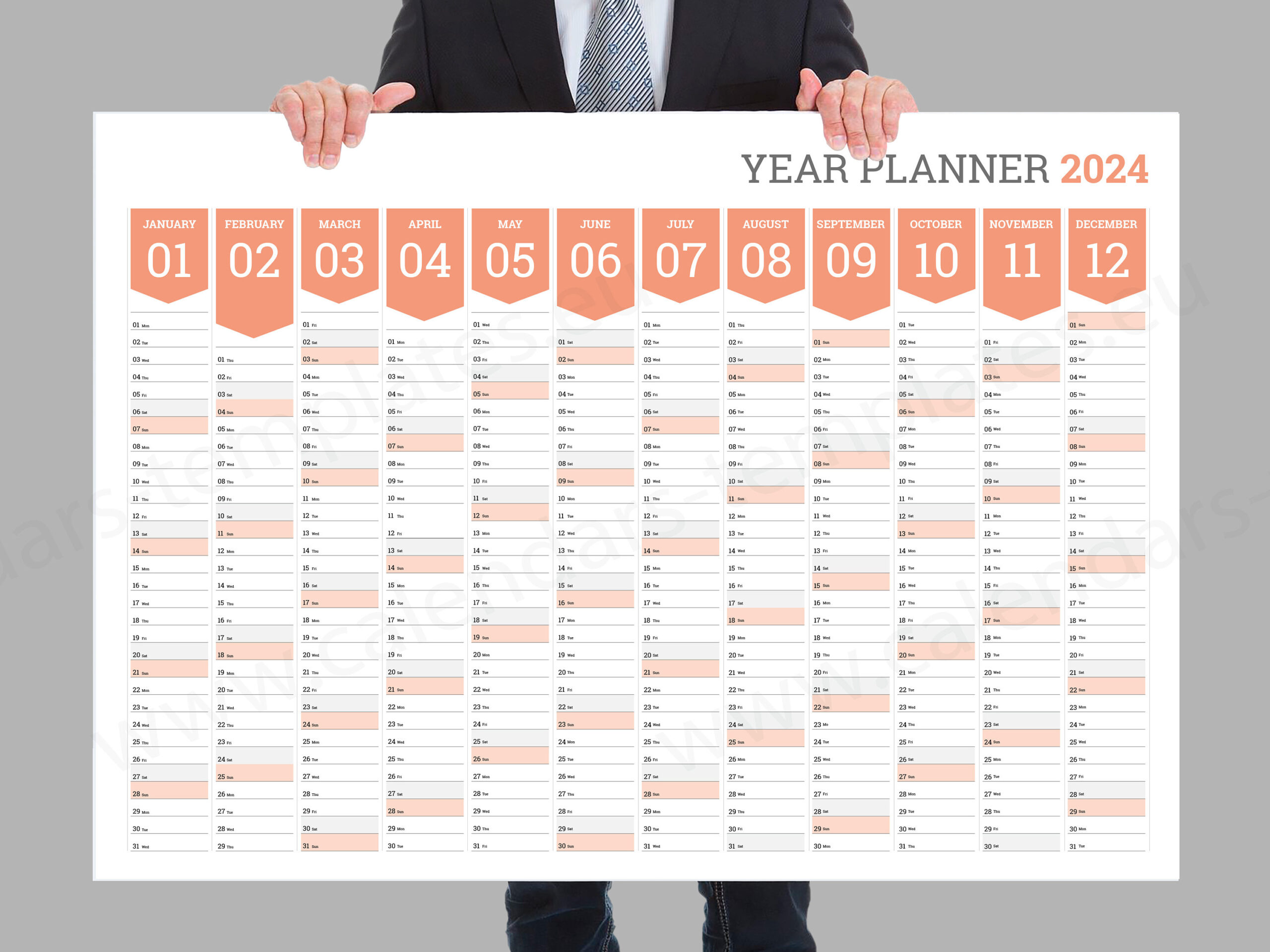 2024 Year Wall Planner Agenda Calendar Template Kp-W12 - Etsy | 2024 Yearly Planner Template