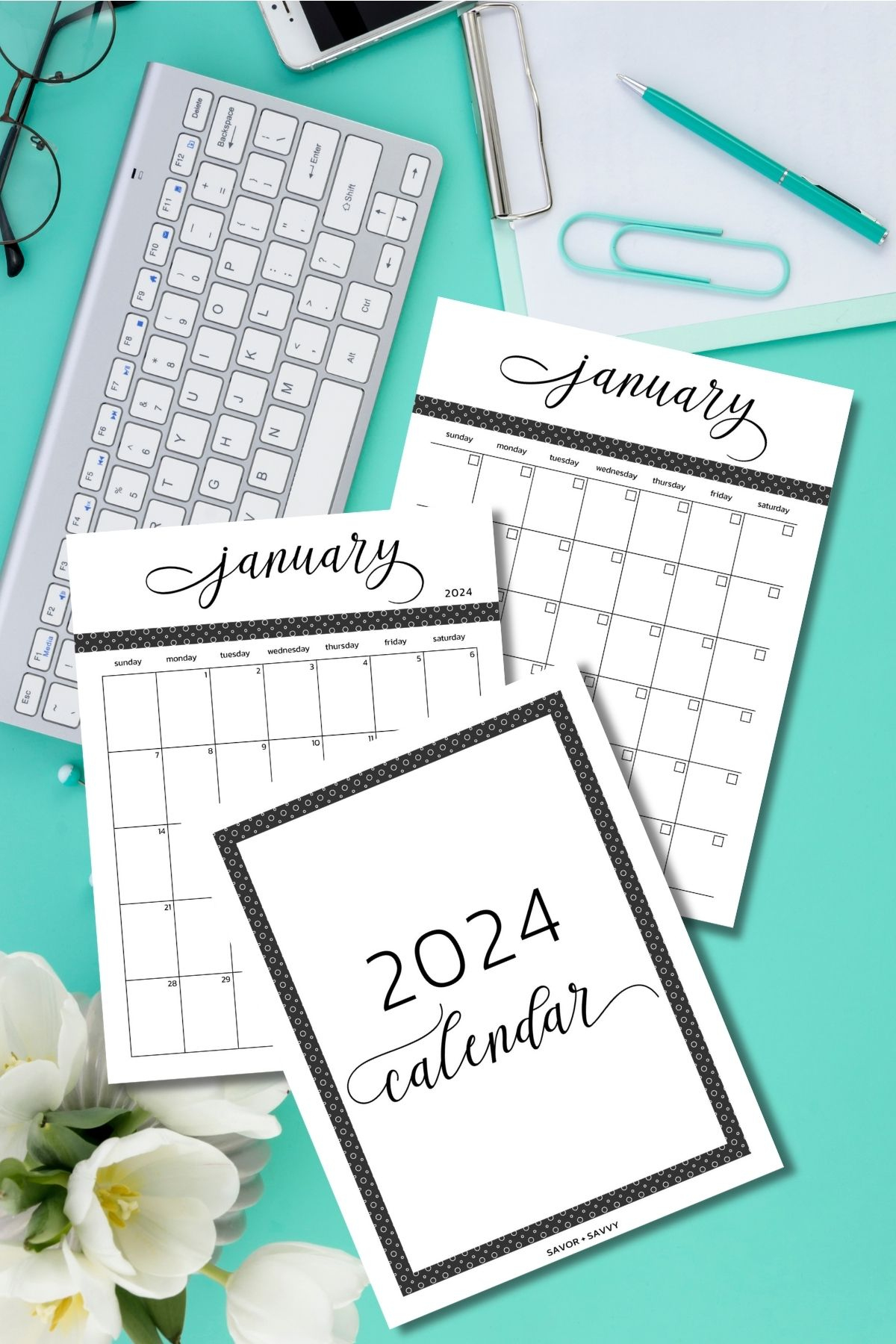 2024 Yearly Calendar Printable - Savor + Savvy | What Calendar Can I Reuse For 2024?