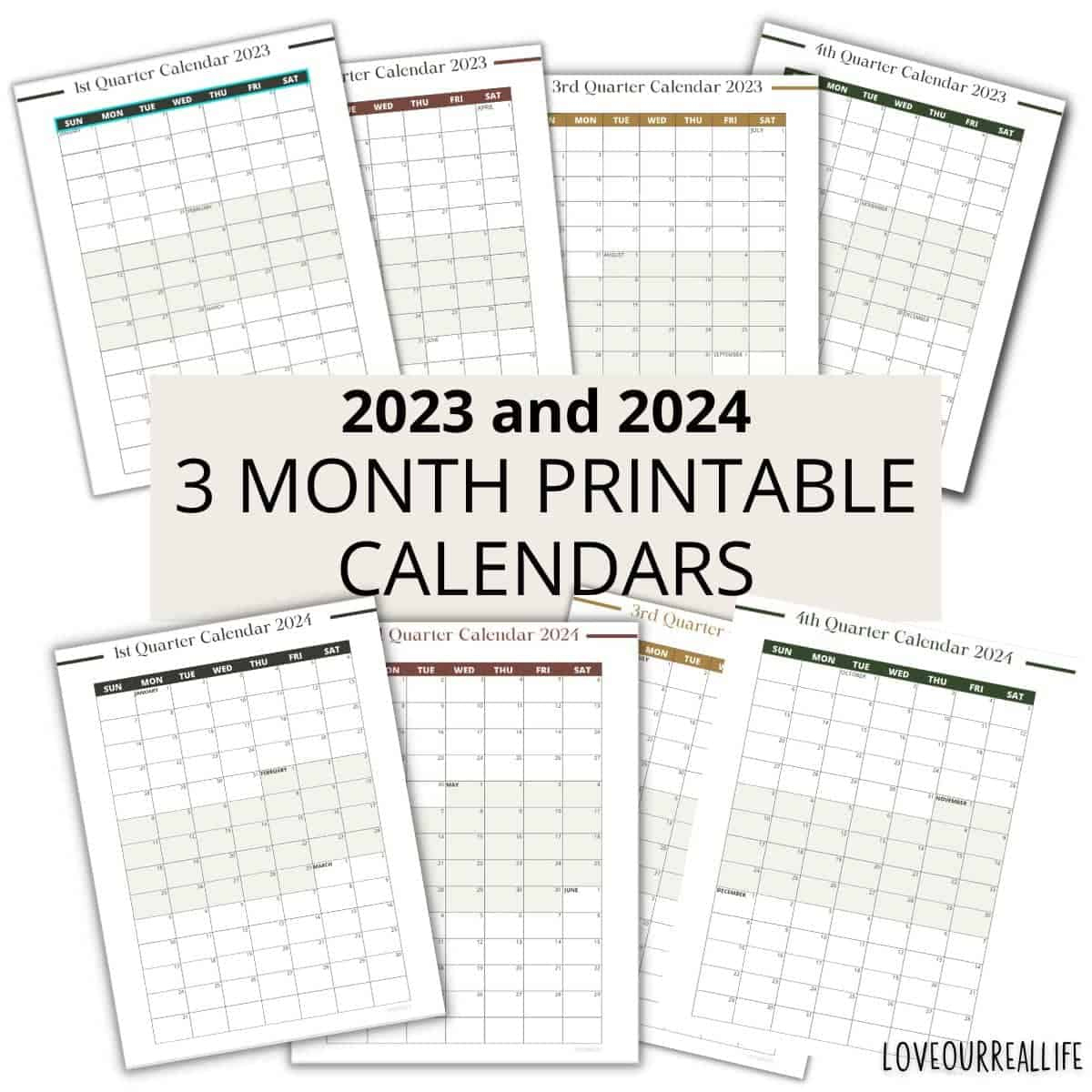 3 Month Calendar Printables: 2023 And 2024 ⋆ Love Our Real Life | 2024 Calendar Printable 3 Months Per Page