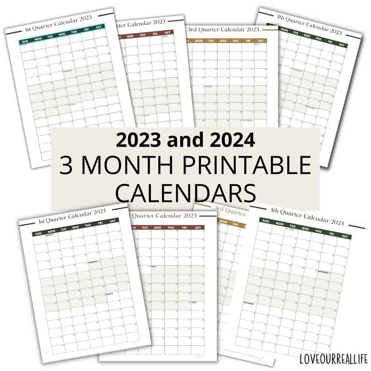 3 Month Calendar Printables: 2023 And 2024 ⋆ Love Our Real Life | 3 Month Printable Calendar 2024