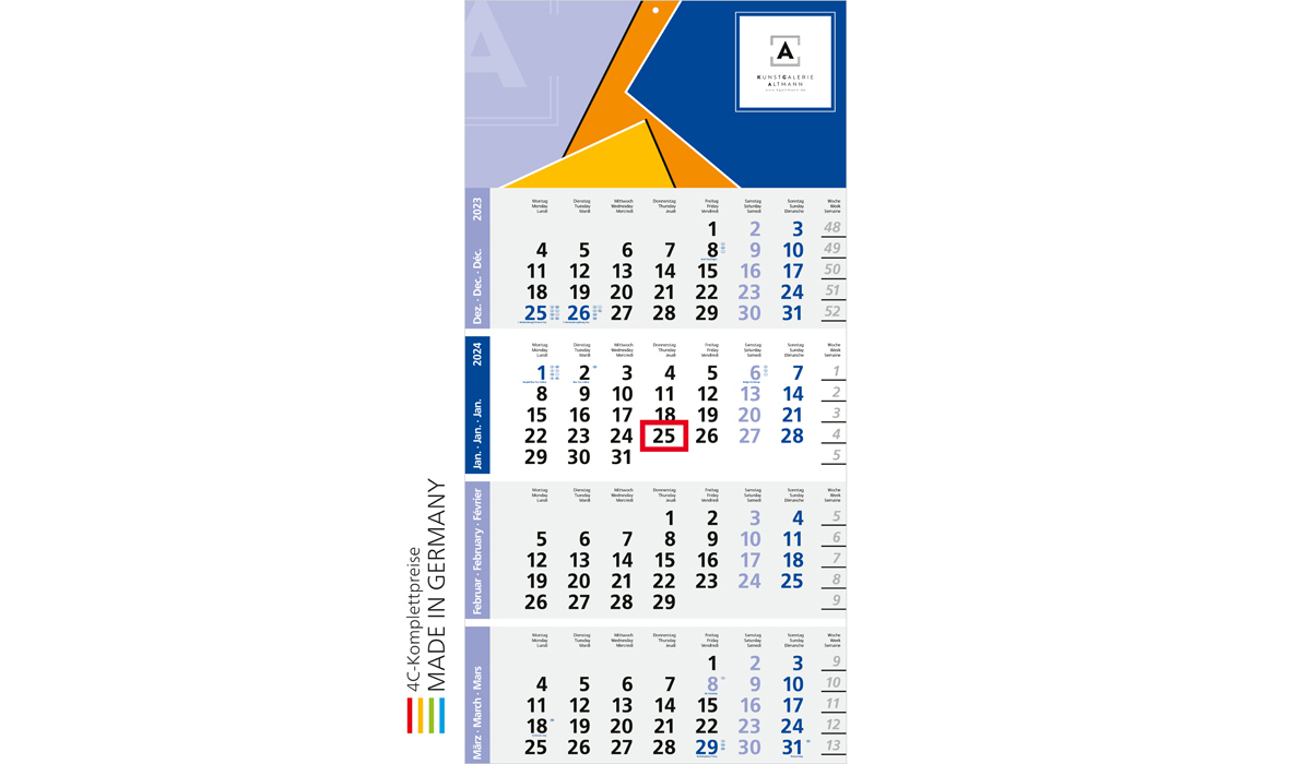 4-Month Calendar 2024 Logic 4 Post A Including Advertising Printing |  4-Month Planner With Logo Printed | Deprismedia | Printable 4 Month Calendar 2024