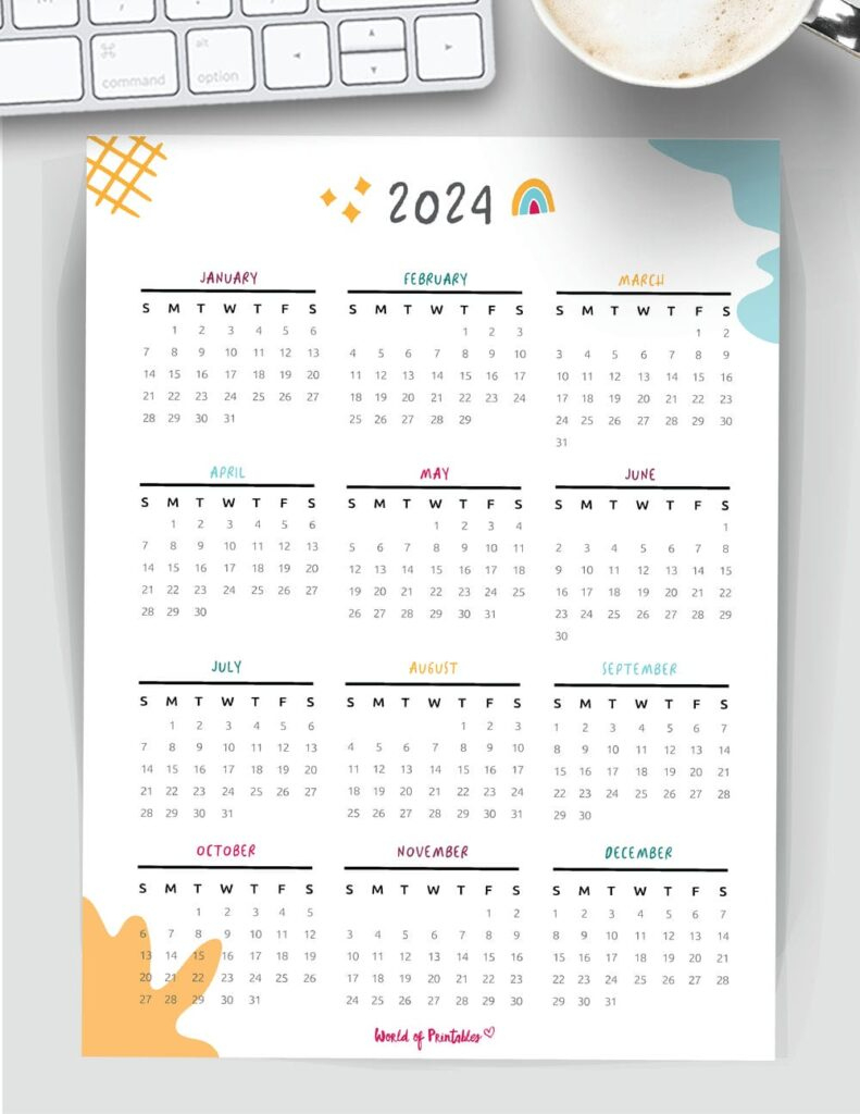 80+ Cute Calendars For 2024 - World Of Printables | 2024 Keyboard Calendar Printable Free