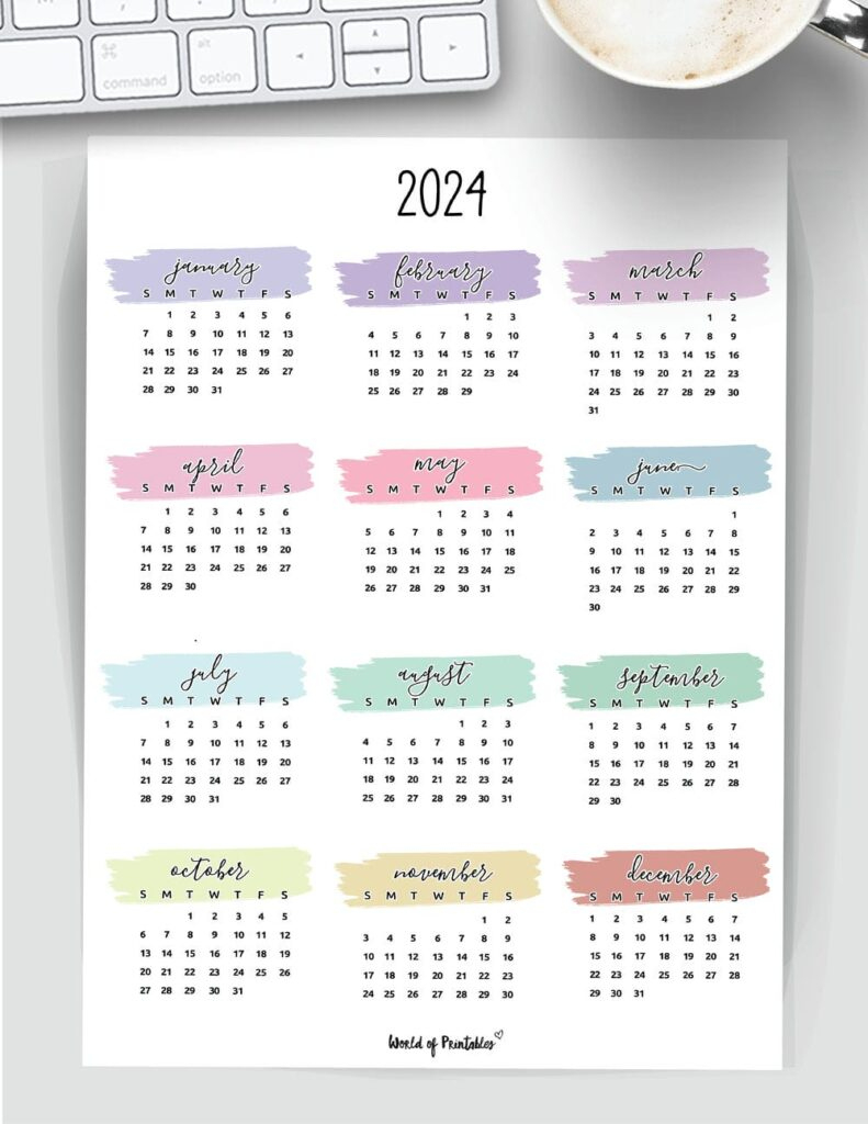 80+ Cute Calendars For 2024 - World Of Printables | 2024 Keyboard Calendar Printable